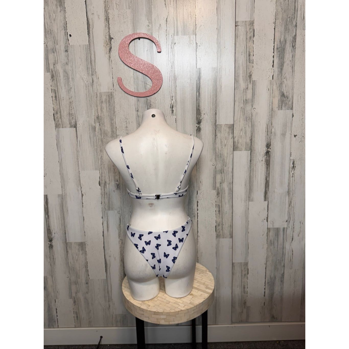 Other Butterfly Print Bikini Set Women’s Swimwear – Size S – White & Blue Two Piece Size ONE SIZE - 4 Thumbnail