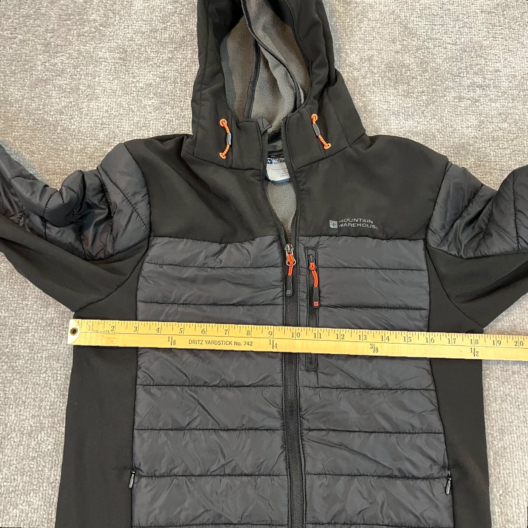 Vintage Mountain Warehouse Jacket Mens Small Black Gray Insulated Hiking Hooded Full Zip Size US S / EU 44-46 / 1 - 6 Thumbnail