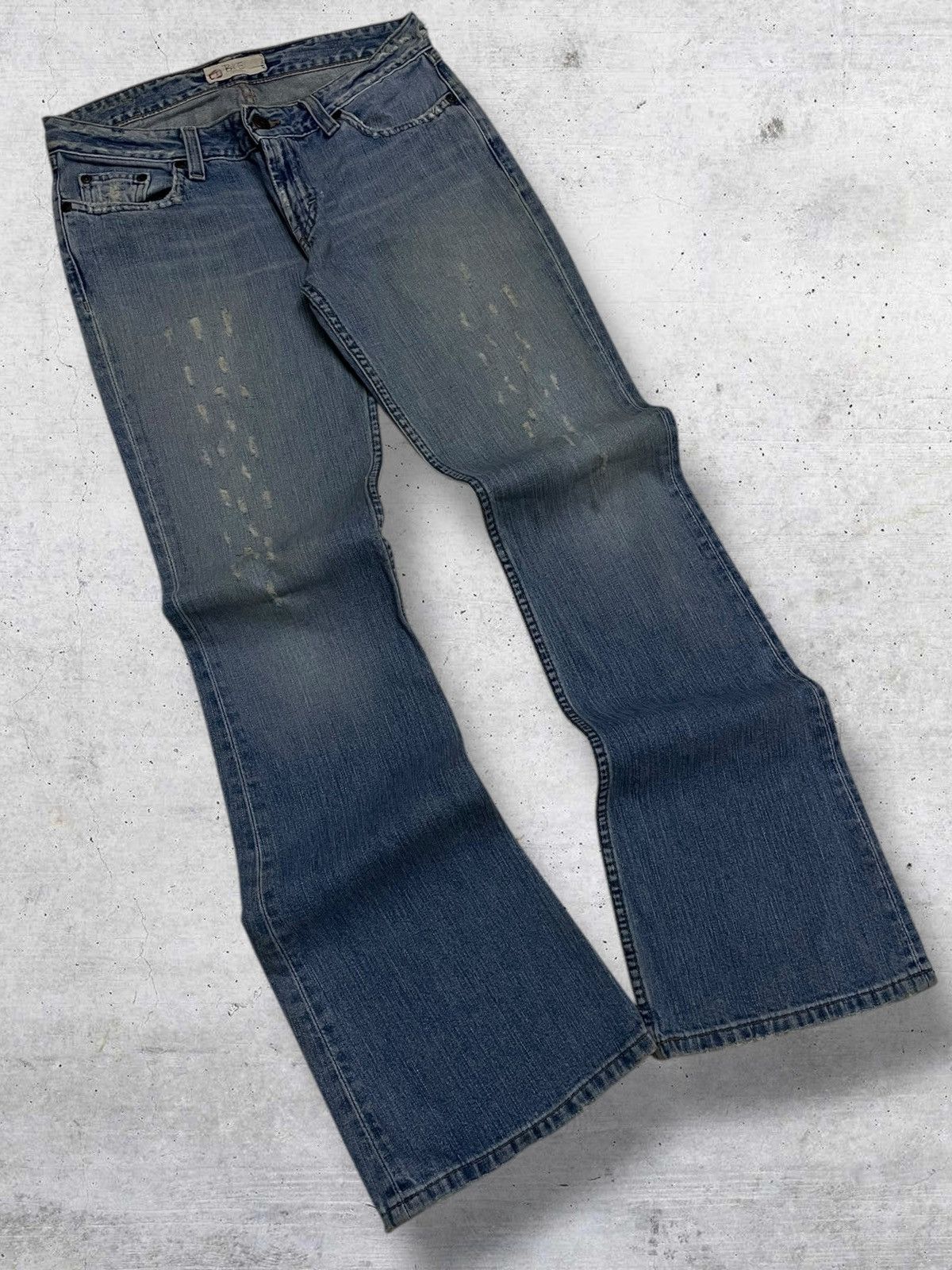 If Six Was Nine VINTAGE BIKE DENIM JAPAN DESIGNER DISTRESSED BLUE WASHED MUD Size US 29 - 2 Thumbnail