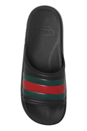 Gucci o1mt1gz0925 Men's Web Slide Sandals in Black Size US 12.5 / EU 45-46 - 4 Thumbnail