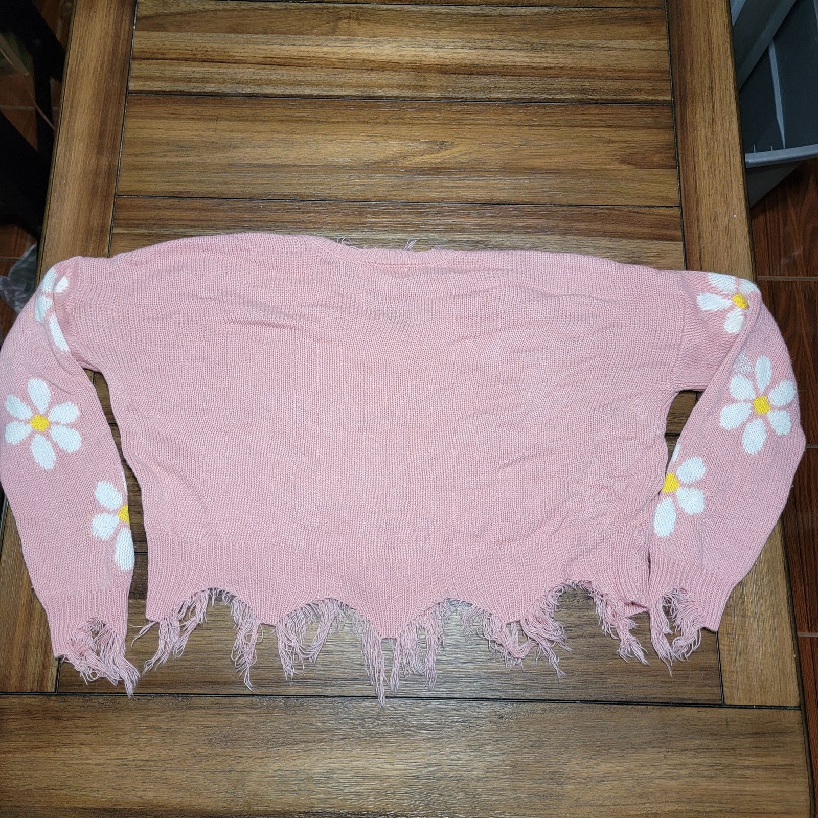 Other No Comment LS Pink Knit Crop Sweater w/ Raw Hem -Size Medium Size M / US 6-8 / IT 42-44 - 3 Thumbnail