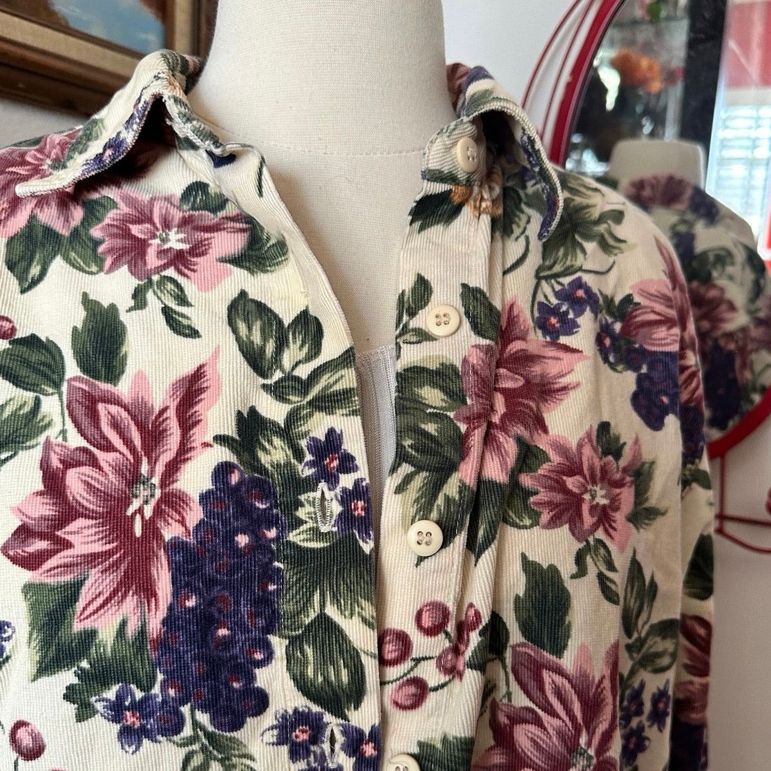 Other lemon grass multicolor corduroy button up jacket blouse Size L / US 10 / IT 46 - 2 Thumbnail