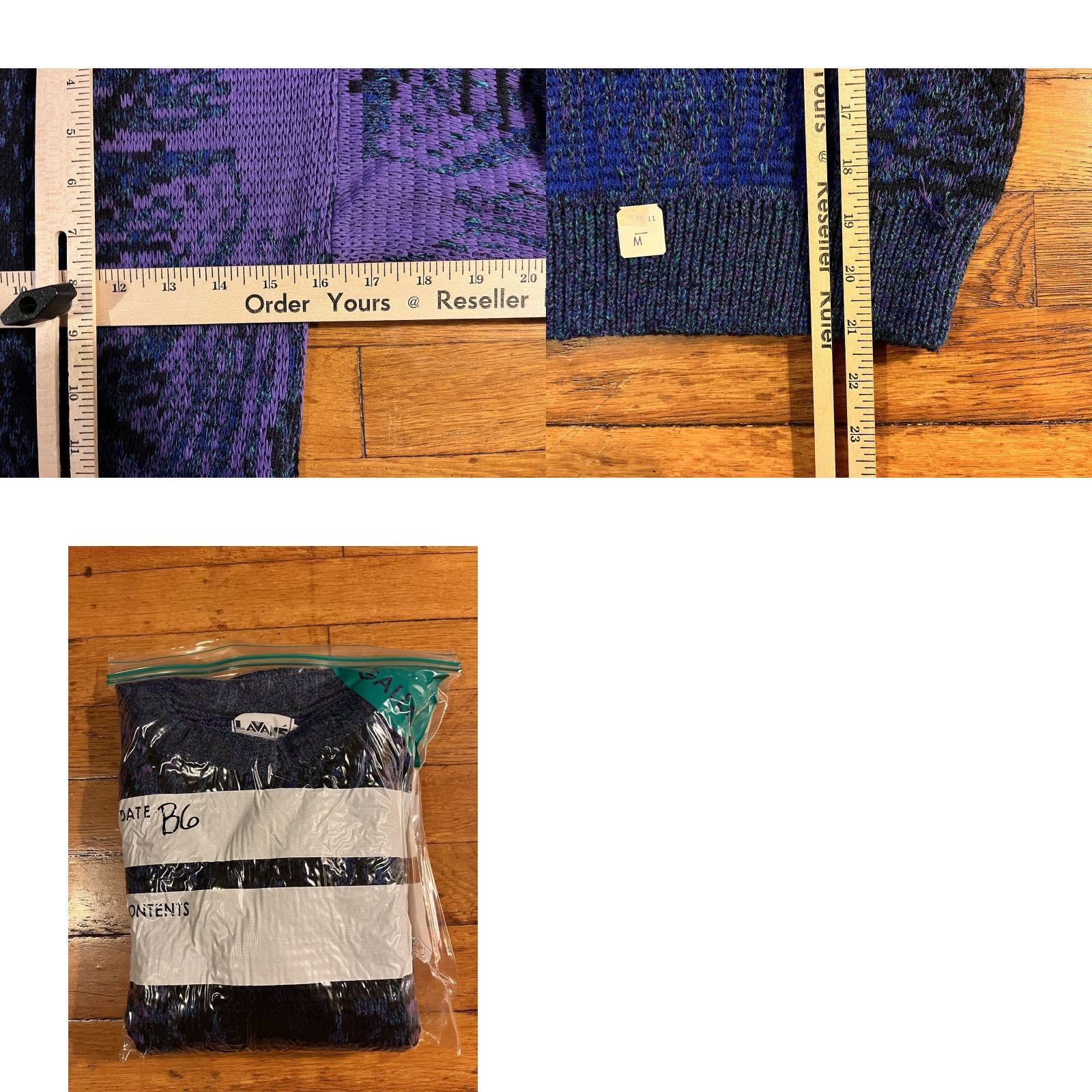 Savane VINTAGE Lavane Sweater Women’s Medium Purple Black Blue All Over Print Size M / US 6-8 / IT 42-44 - 8 Thumbnail