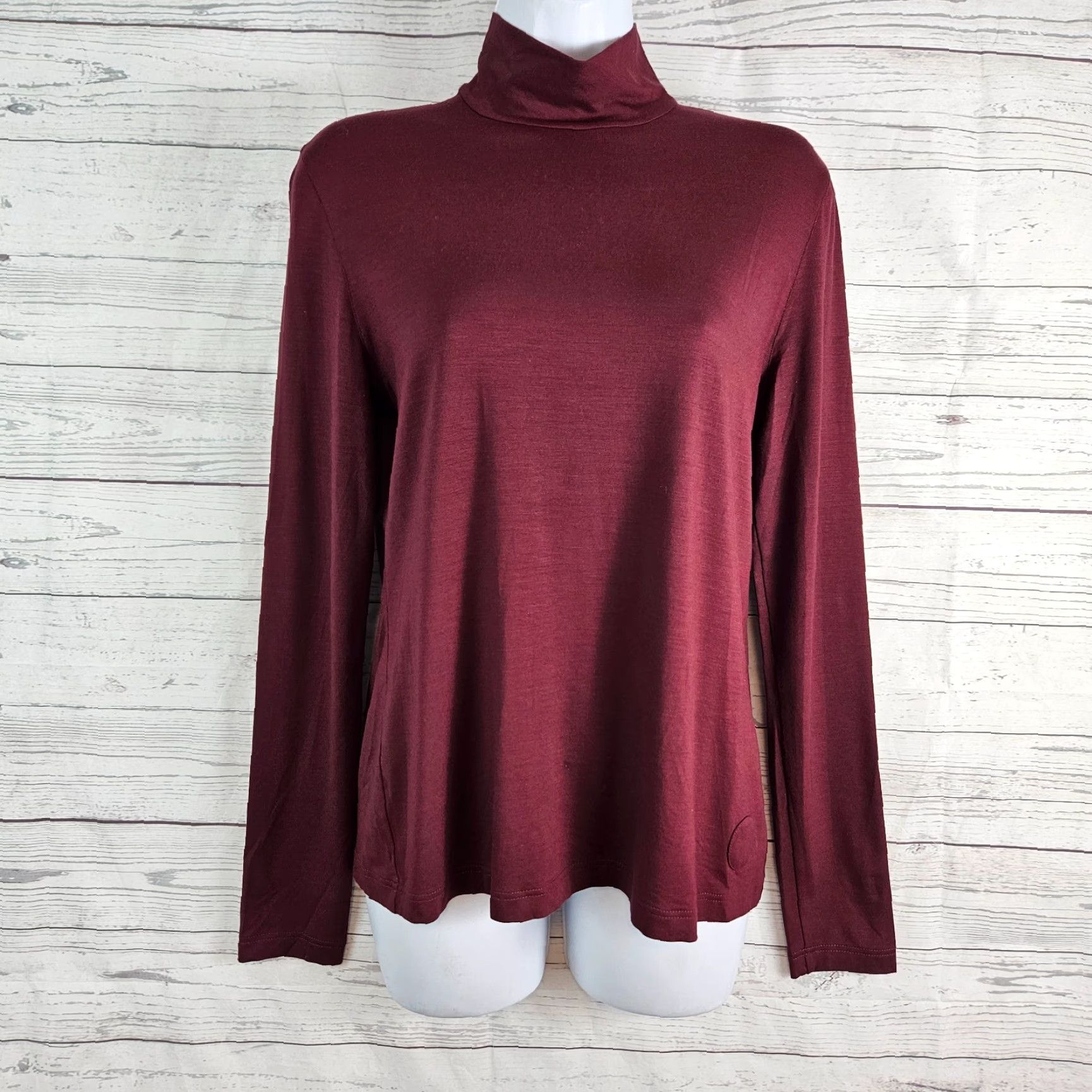 Vintage Akris Punto Womens Top Sz 10 Solid Maroon Long Sleeve Modal Blend Shirt Adult Size 10 Red Clothing Women Top 10s? Size L / US 10 / IT 46 - 2 Thumbnail