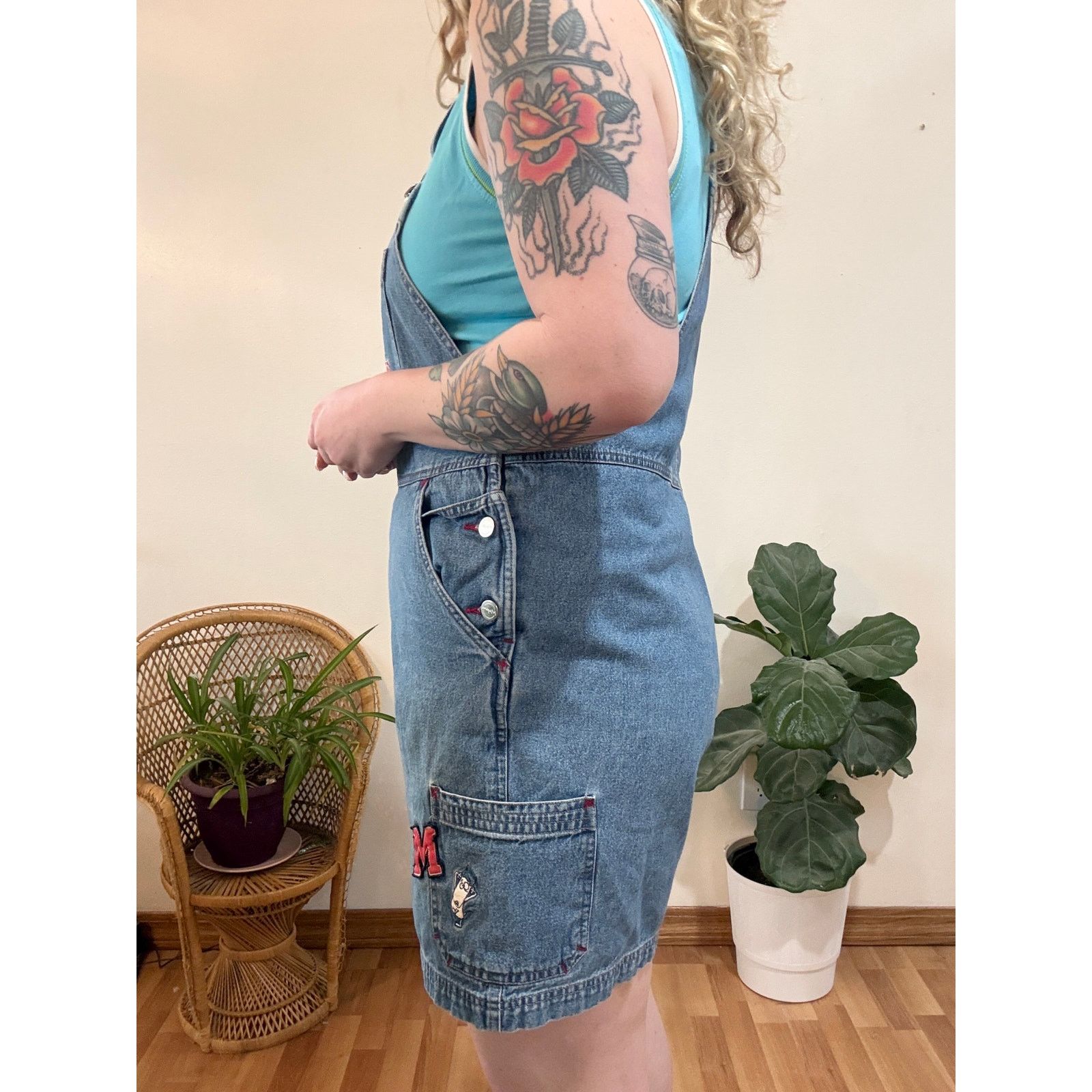 Other 90s Y2K Maxine Embroidered Shortalls Size 36" / US 14 / IT 50 - 4 Thumbnail