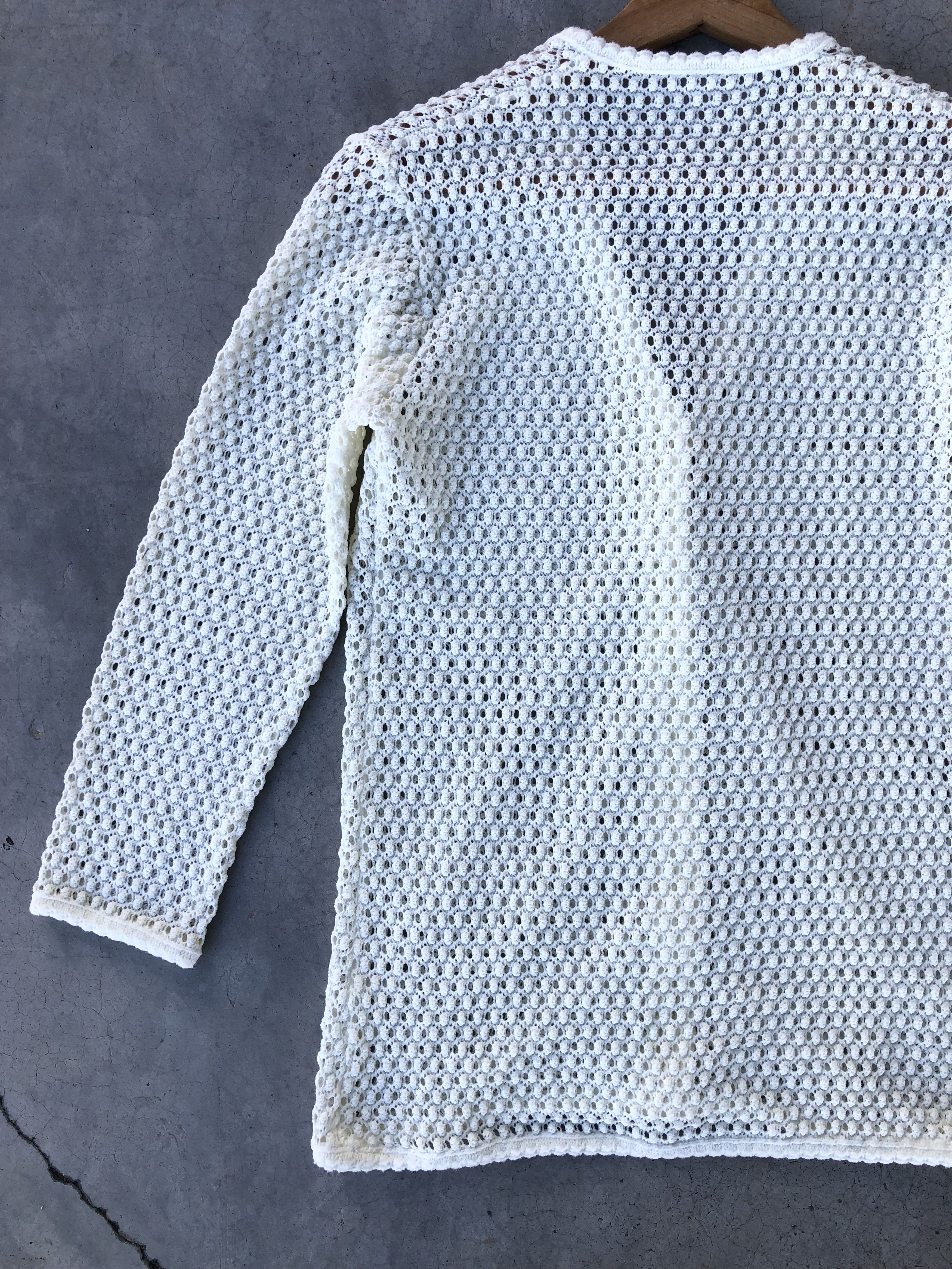 Aran Isles Knitwear × Designer Cardigan Crochet Mesh Net Sexy Jumper/Memeri Pattern Size US XS / EU 42 / 0 - 8 Thumbnail