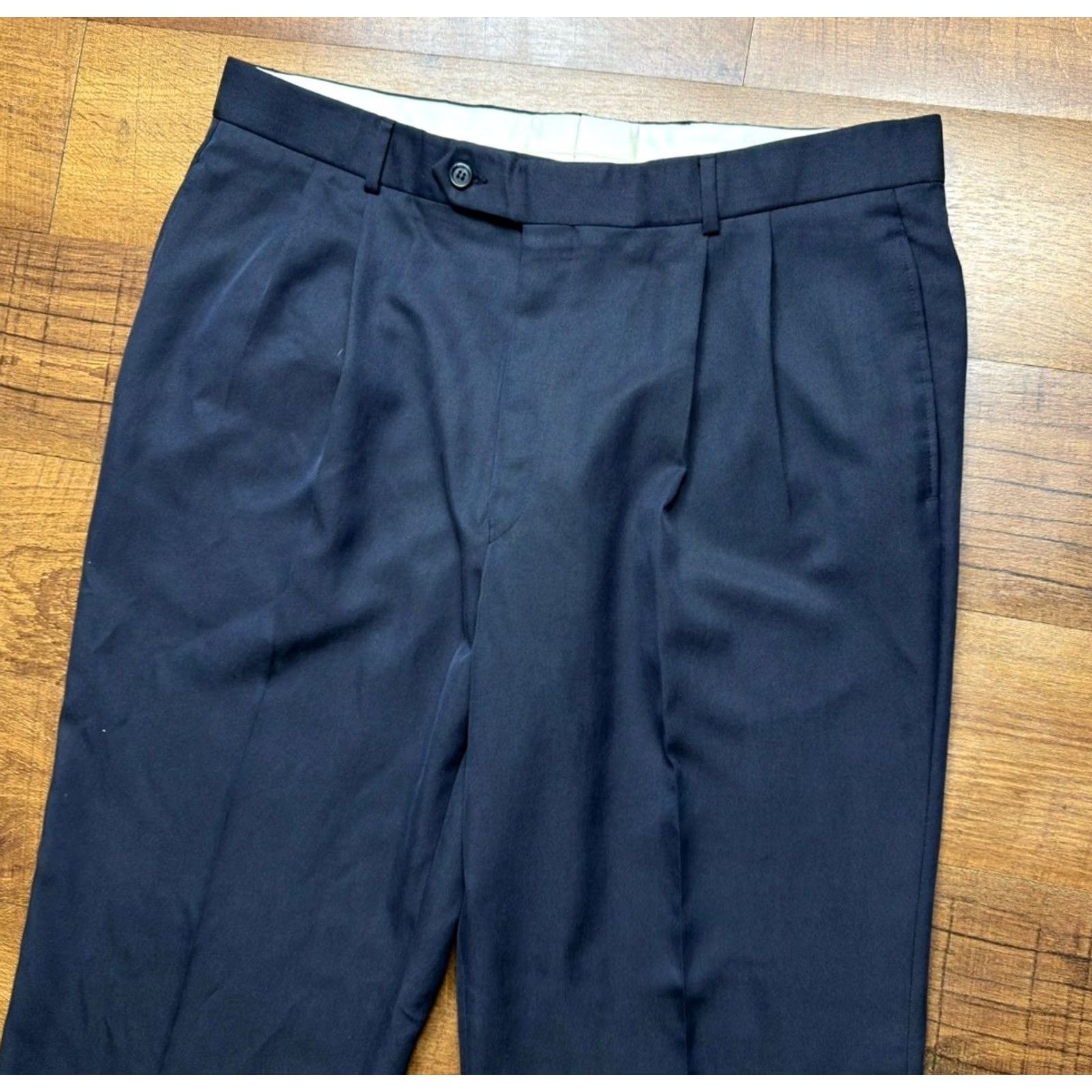 Brooks Brothers Brooks Brothers Trousers Mens 38 Blue Microfiber Polyester Performance Pleated 38X28 Size US 38 / EU 54 - 2 Thumbnail