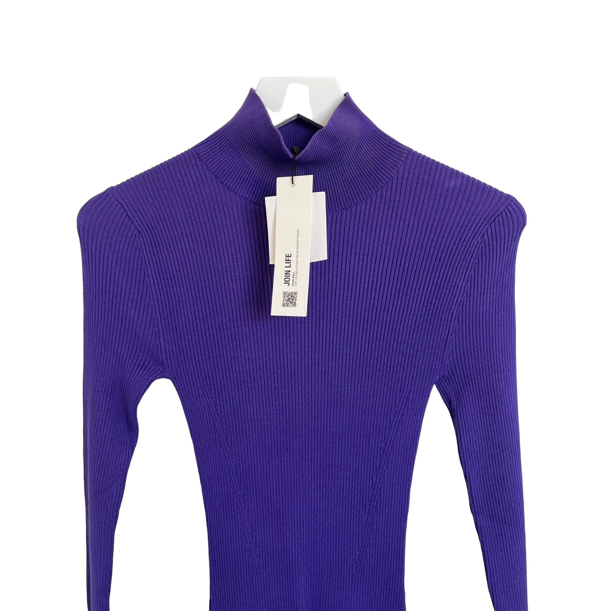 Zara Zara Purple Ribbed Knit Mock Neck Dress With Tiered Ruffle H Size S / US 4 / IT 40 - 2 Thumbnail