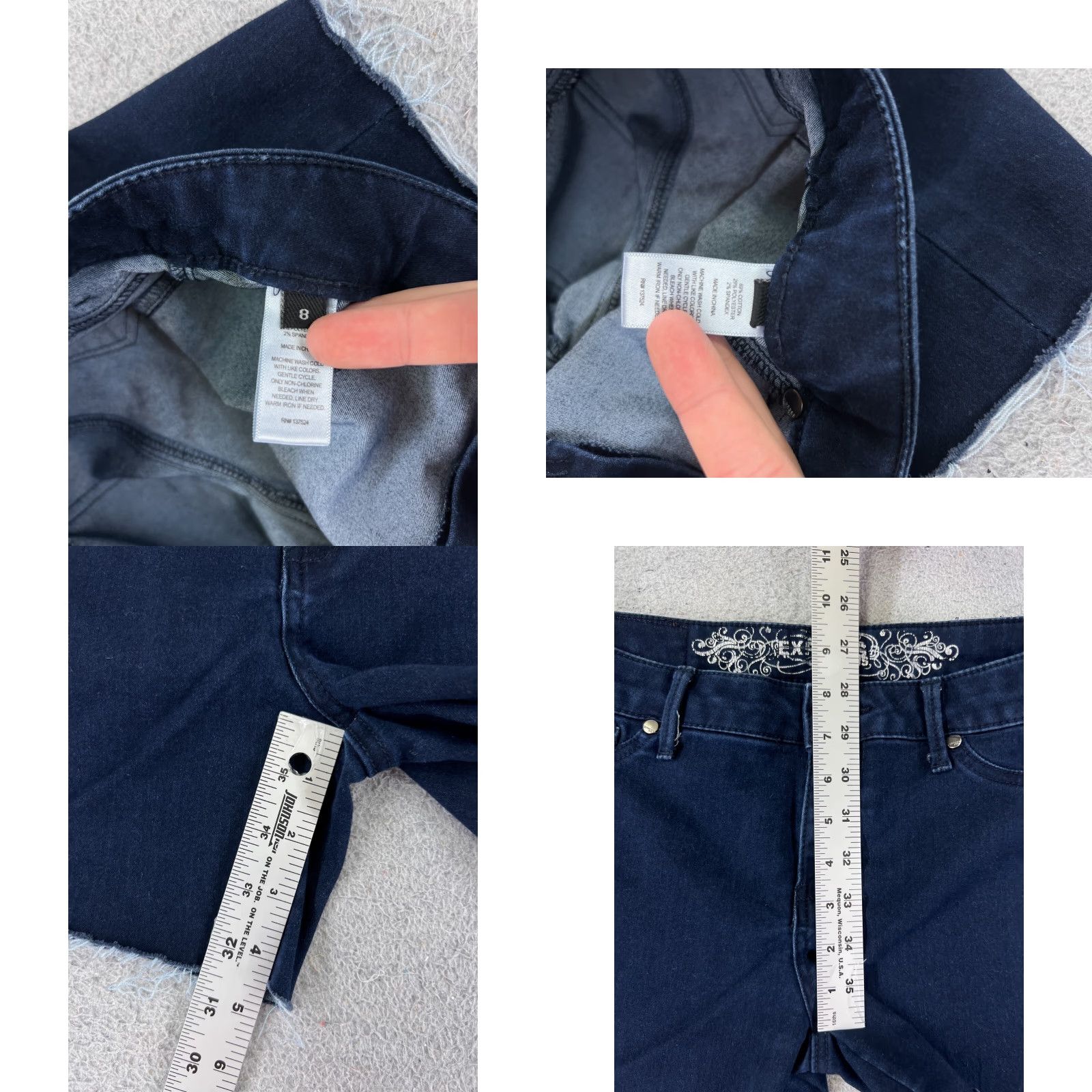 Express Express Shorts Womens 8 Blue Denim Jean Cutoff Mid Rise Dark Wash Cotton 28x4 Size 30" / US 8 / IT 44 - 8 Thumbnail