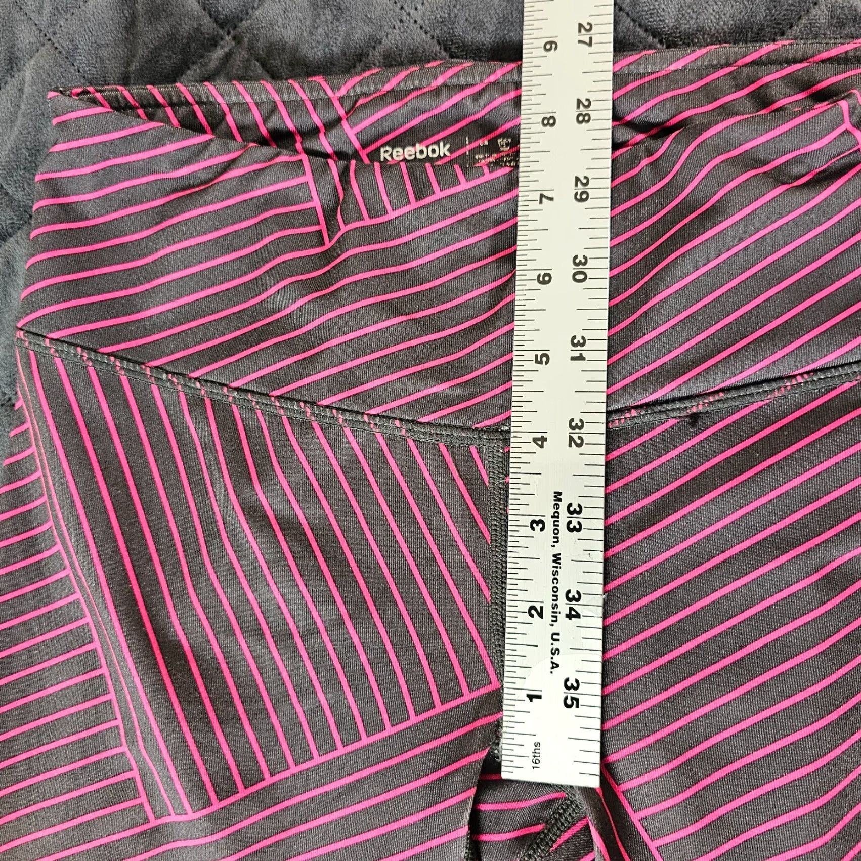 Reebok Reebok Women’s Leggings XS Cropped Gray Pink Stripe Athletic Gym Running Size 26" / US 2 / IT 38 - 5 Thumbnail