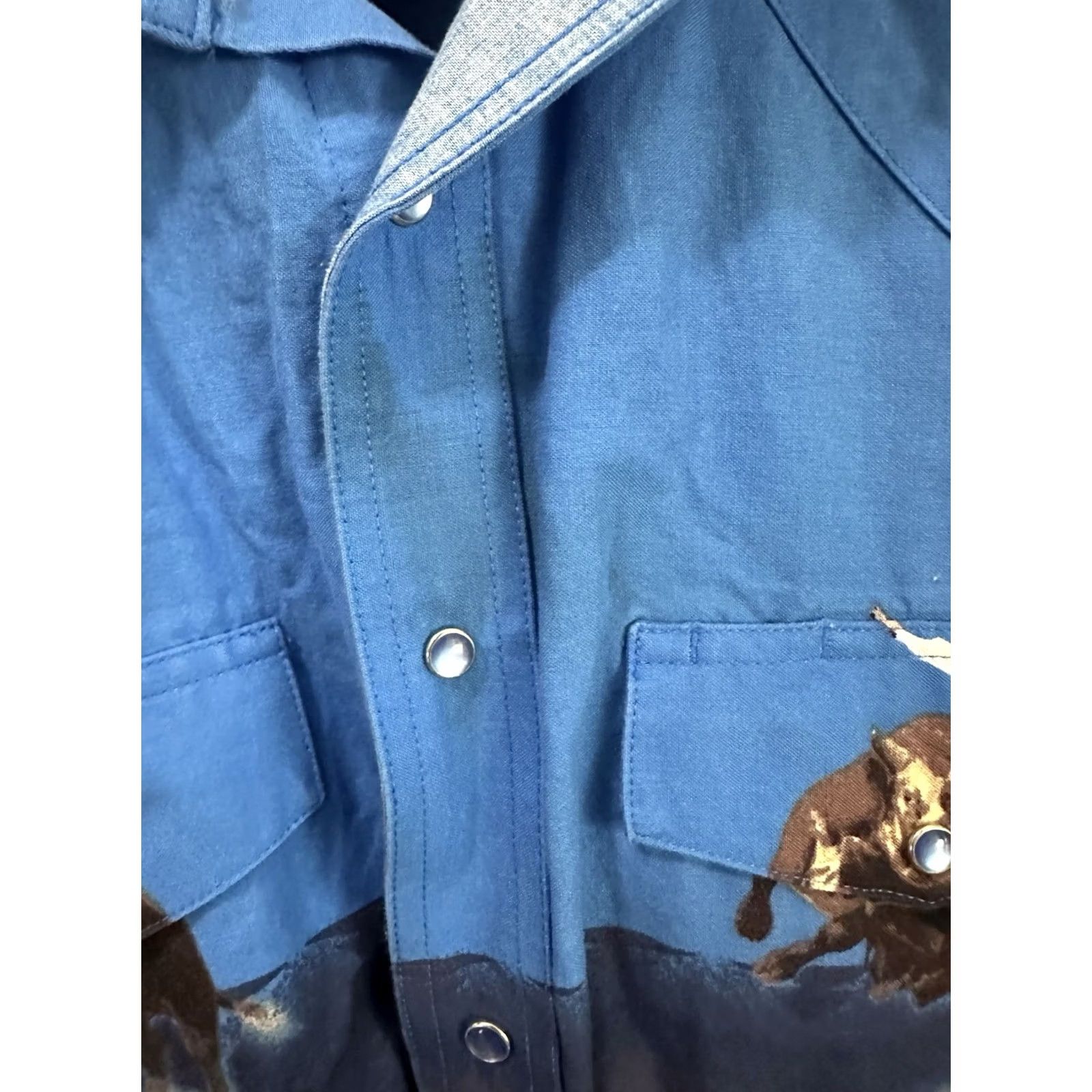Wrangler VTG Wrangler Rodeo Cowboy Graphic Two Tone Western Pearl Snap Shirt Size L Mens Size US L / EU 52-54 / 3 - 6 Thumbnail