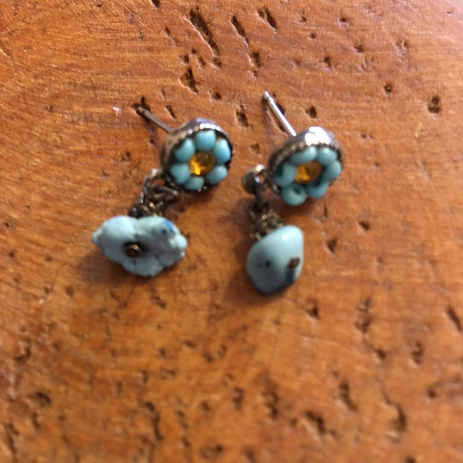 Vintage Vintage faux turquoise dangle pierced earrings Size ONE SIZE - 4 Thumbnail