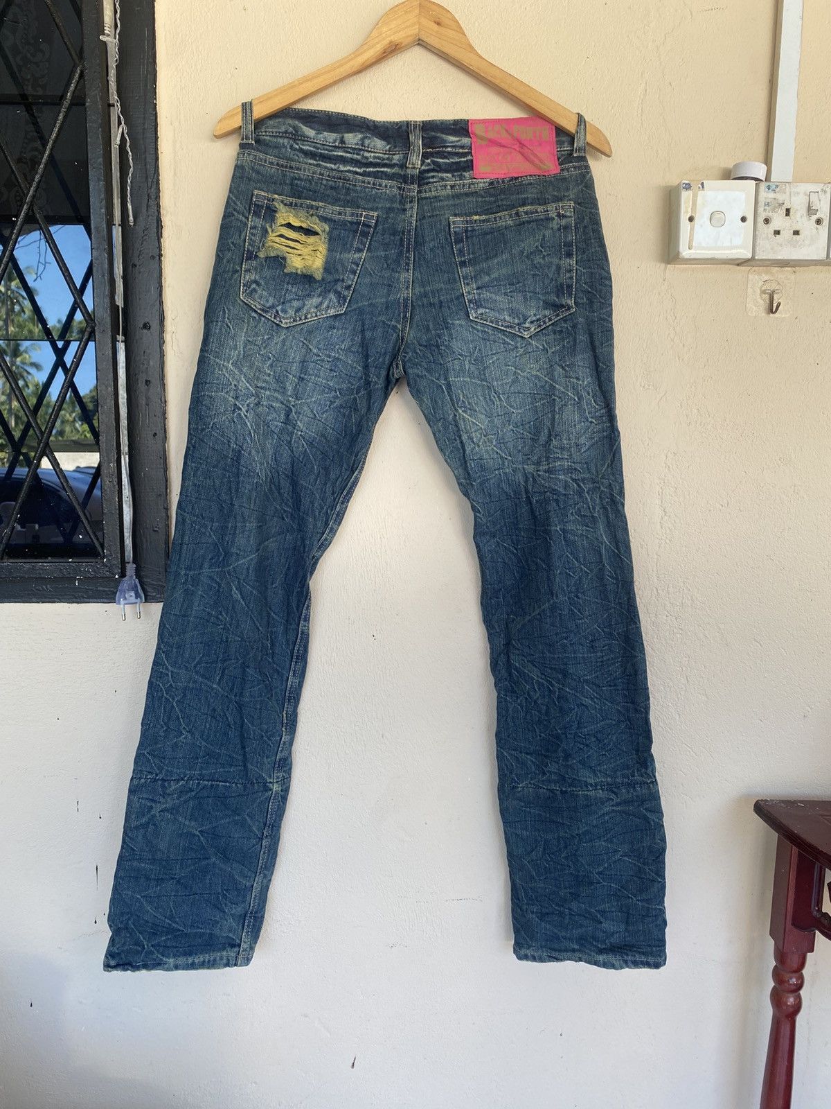 Japanese Brand COLZA 2000s Patchwork Distressed Denim Size 30" / US 8 / IT 44 - 2 Thumbnail