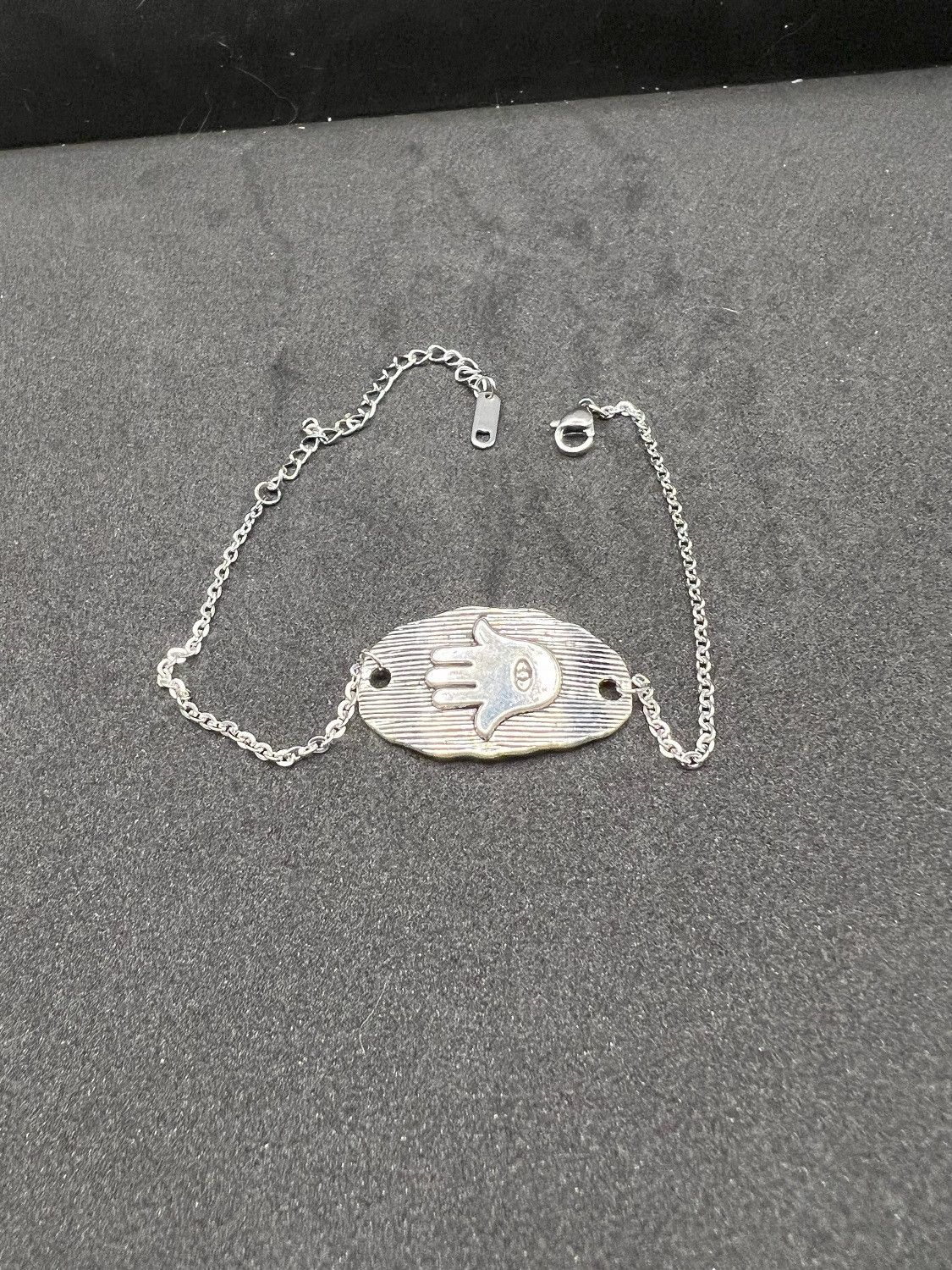 Handmade Hamsa Hand Tag stainless steel chain bracelet Size ONE SIZE - 2 Thumbnail