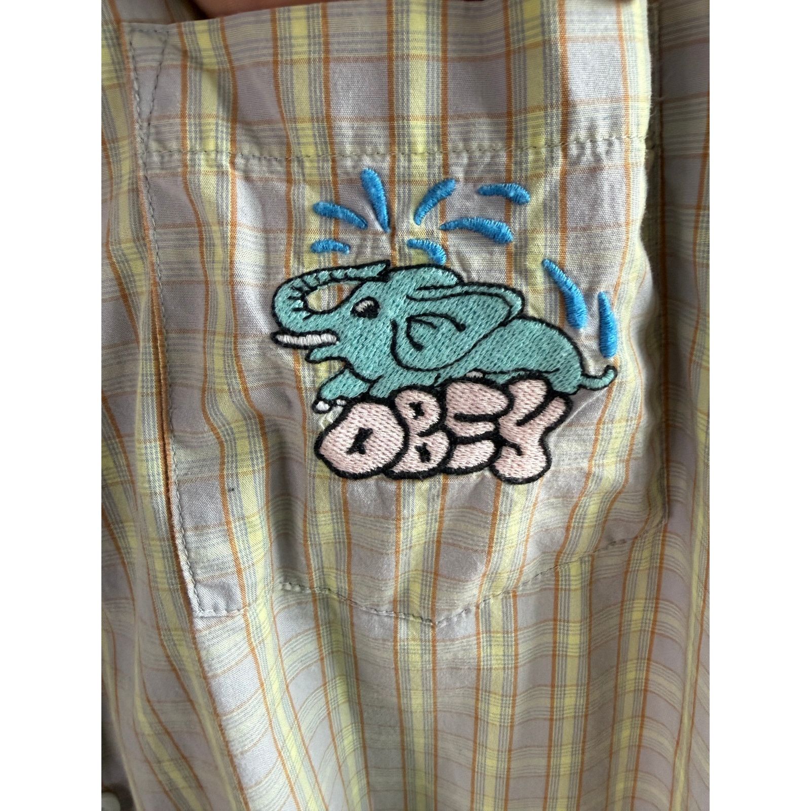 Obey Obey Propaganda Men's Plaid Button Down Shirt -Elephant Logo Size US L / EU 52-54 / 3 - 3 Thumbnail