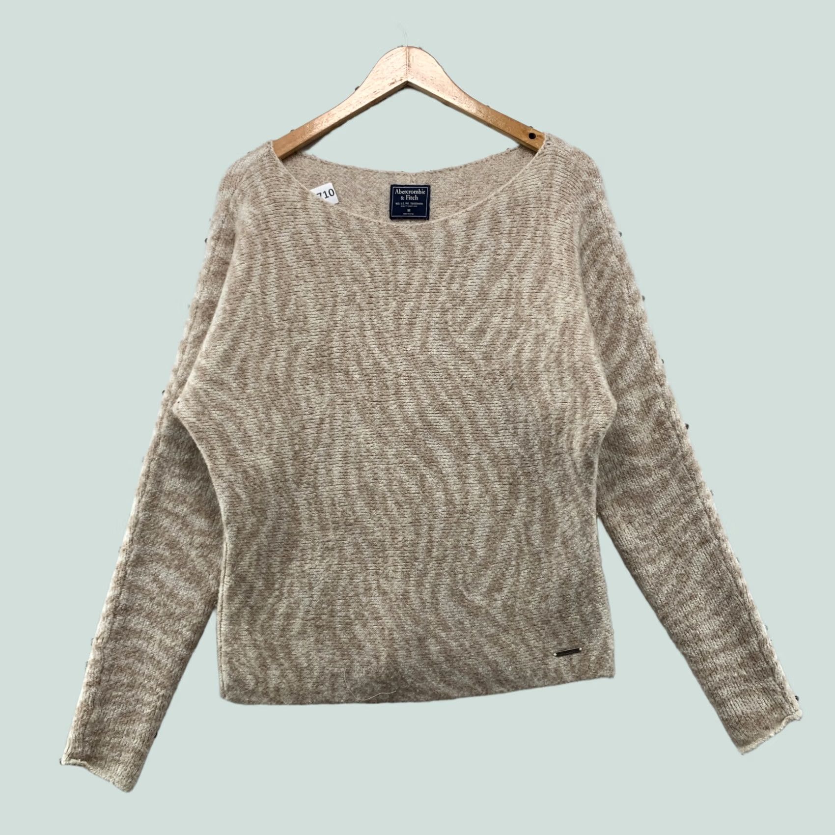 Abercrombie & Fitch Abercrombie & Fitch Sweater Womens Medium Beige Animal Striped Pullover 21X24 Size M / US 6-8 / IT 42-44 - 1 Thumbnail