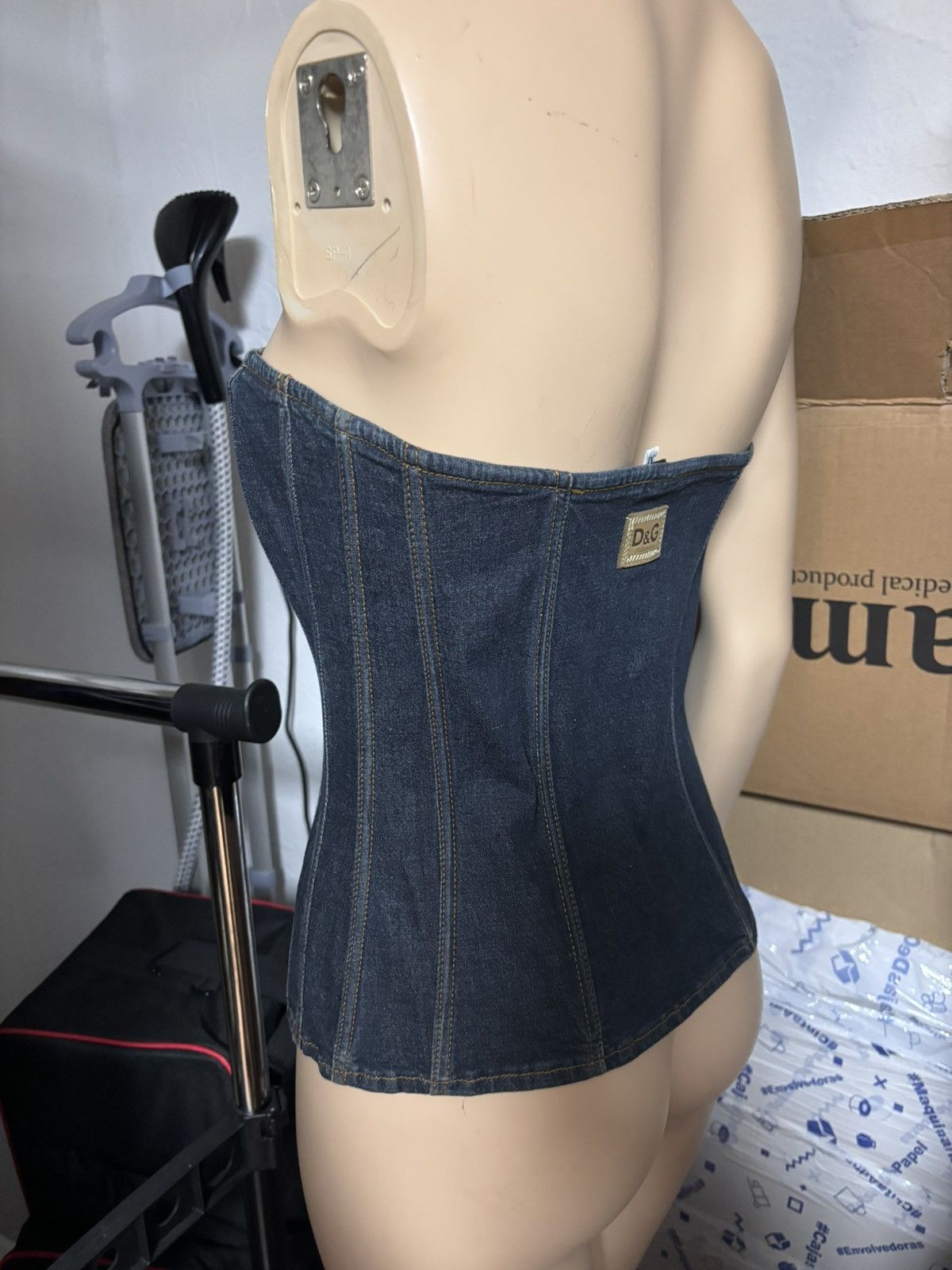 Dolce & Gabbana Dolce & Gabbana Button Up Denim Bustier Top (M) Size M / US 6-8 / IT 42-44 - 7 Thumbnail