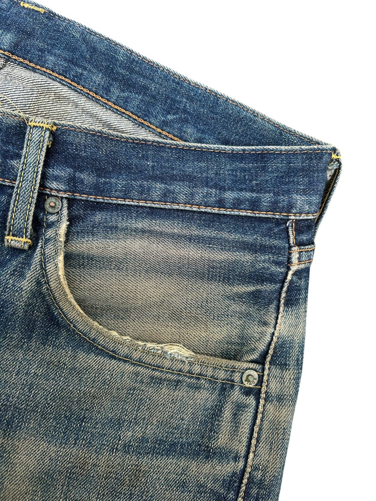Kapital VINTAGE EDWIN 505X SELVEDGE RUSTY DISTRESSED DENIM JEANS Size US 32 / EU 48 - 6 Thumbnail