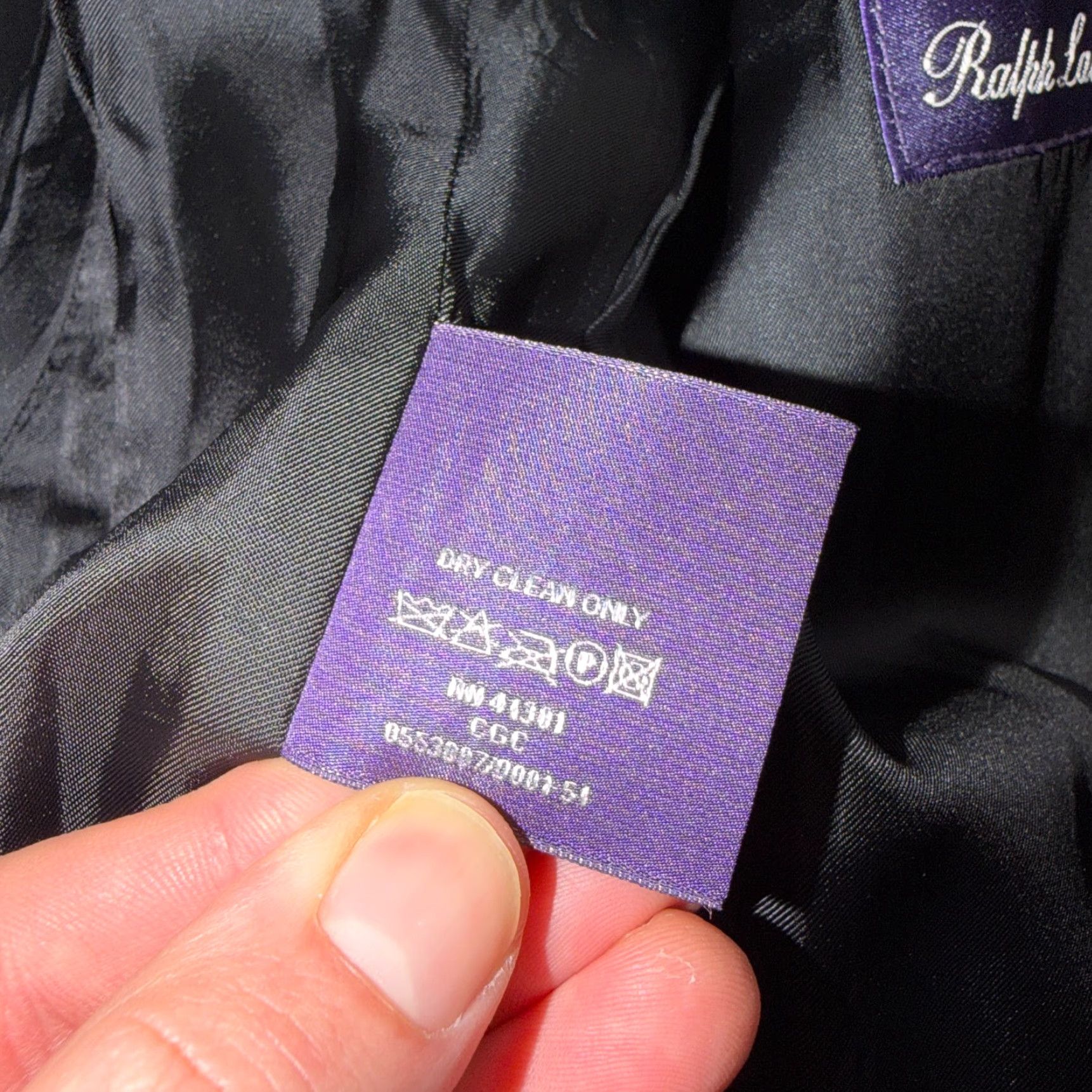 Ralph Lauren Purple Label VINTAGE Ralph Lauren Purple Label Black Linen Suit Jacket Mens 44R Pinstripe Blazer 2-Button Notch Peak Vintage Mens Jacket Size 44R - 5 Thumbnail