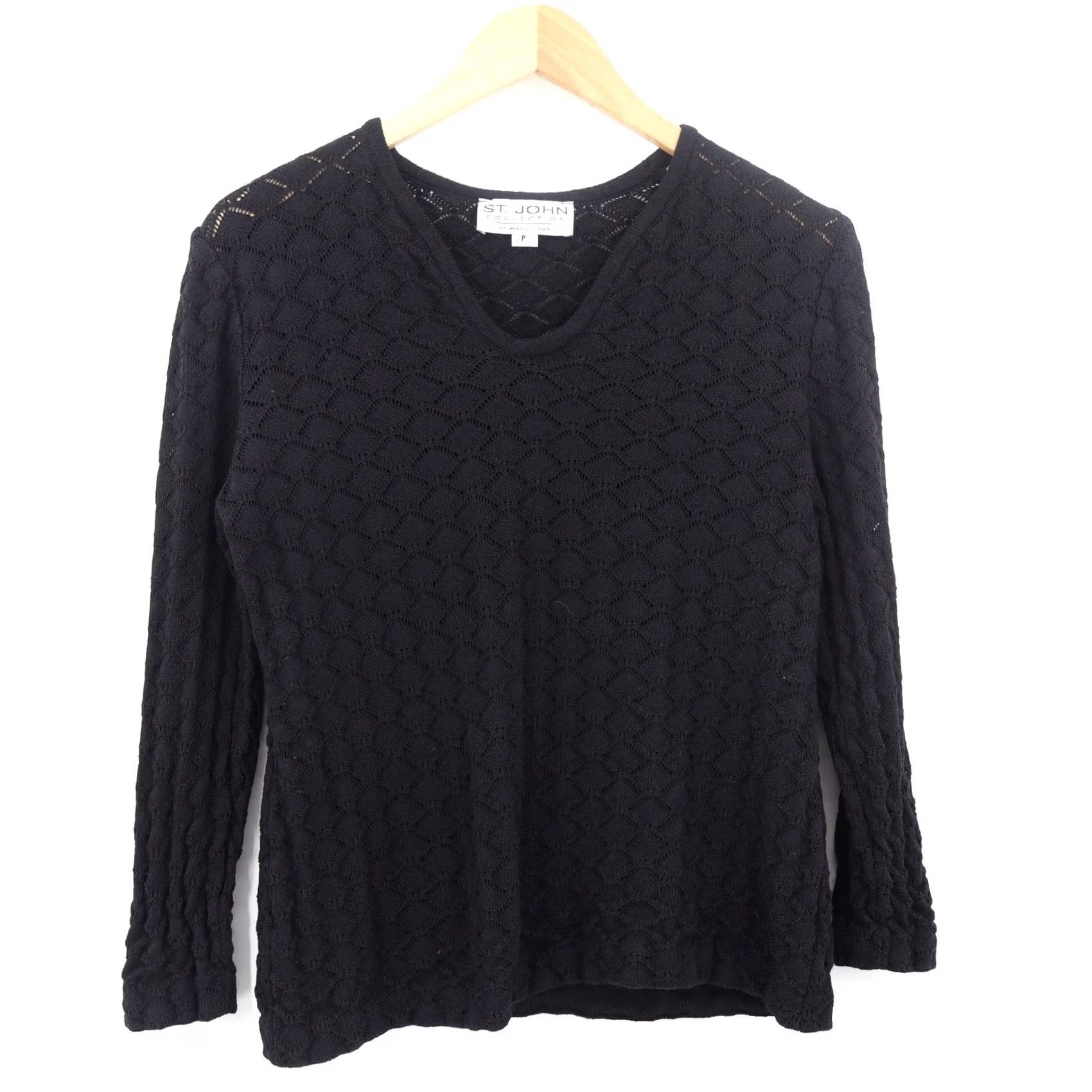 St. John St. John Collection by Maria Gray Womens Knit Long Sleeve Sweater Black P" Size XXS / US 00 / IT 34 - 2 Thumbnail