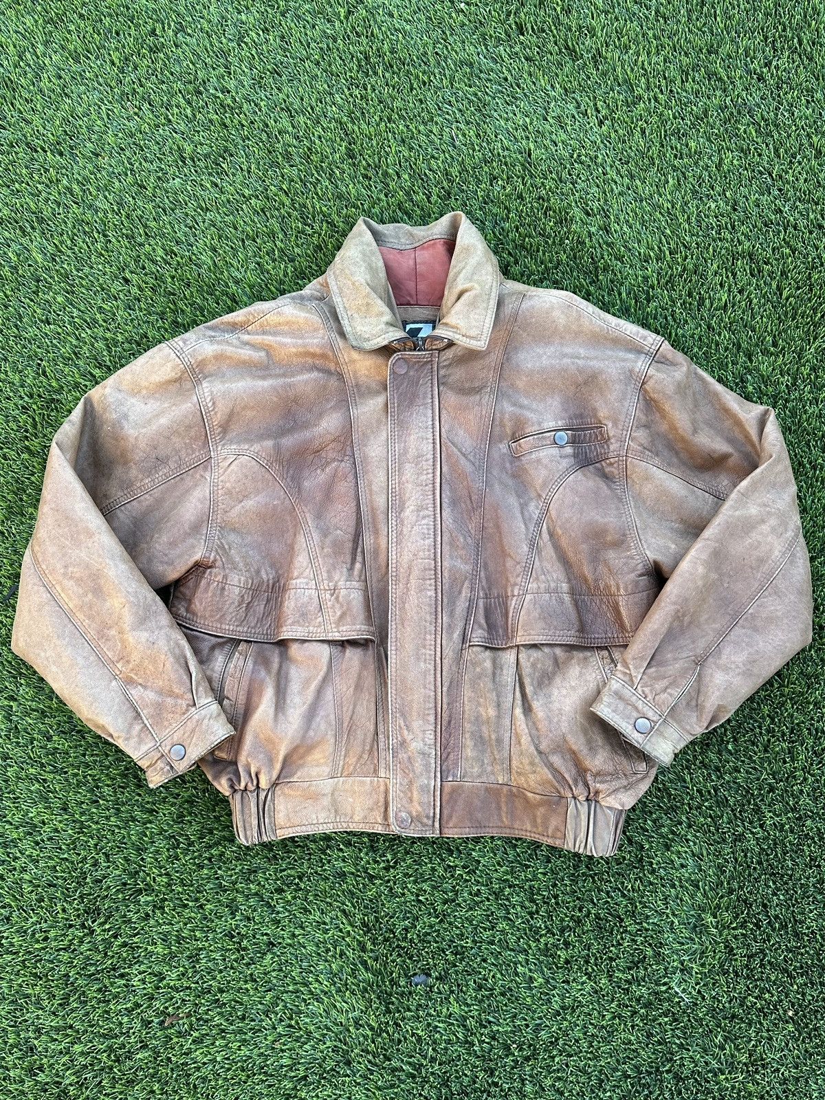 Designer × Vintage Vintage brown leather bomber jacket Size US M / EU 48-50 / 2 - 1 Thumbnail