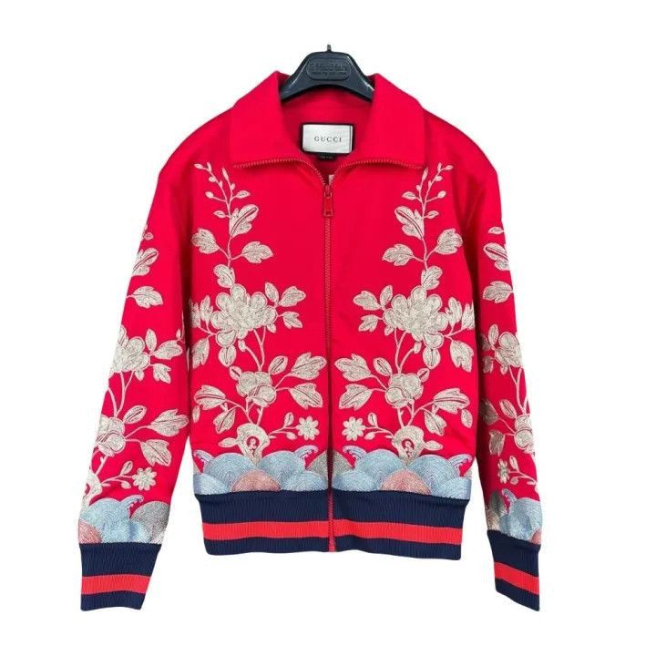 Gucci Gucci Gucci Red Embroidered Zip-up Long Sleeve Jacket -250 Size US XS / EU 42 / 0 - 1 Thumbnail