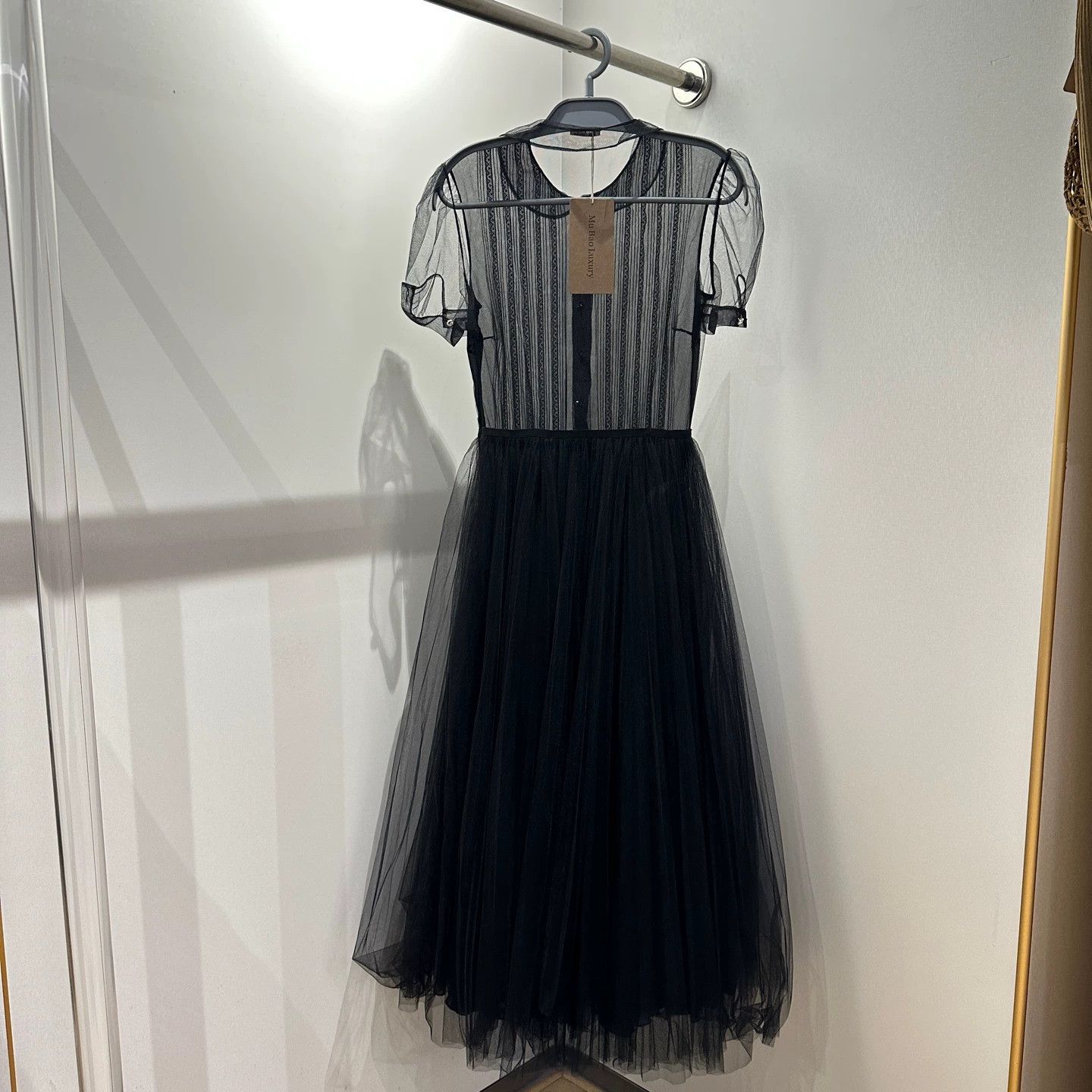 Miu Miu MIU MIU may101 tulle crystal short-sleeve dress 38 Size XS / US 0-2 / IT 36-38 - 2 Thumbnail