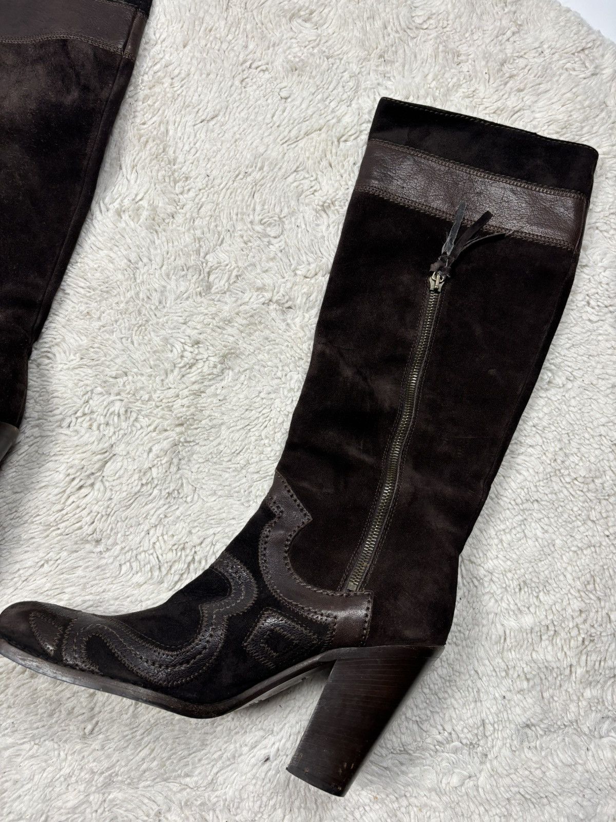 Miu Miu Miu Miu Vintage Cowboy Camperos Suede Brown Boots Rare Size US 7 / IT 37 - 8 Thumbnail
