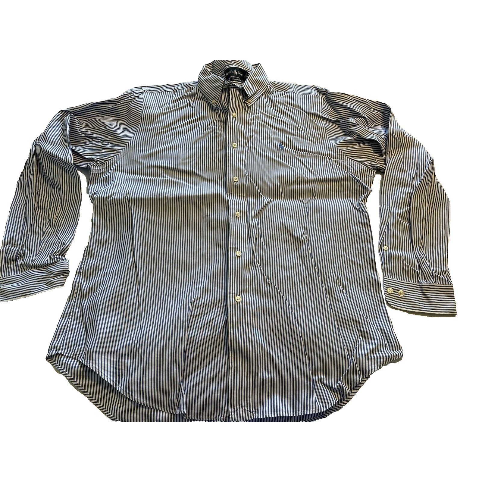Ralph Lauren Ralph Lauren Classic Blue/White Striped Pony Button Shirt Size US XL / EU 56 / 4 - 1 Thumbnail