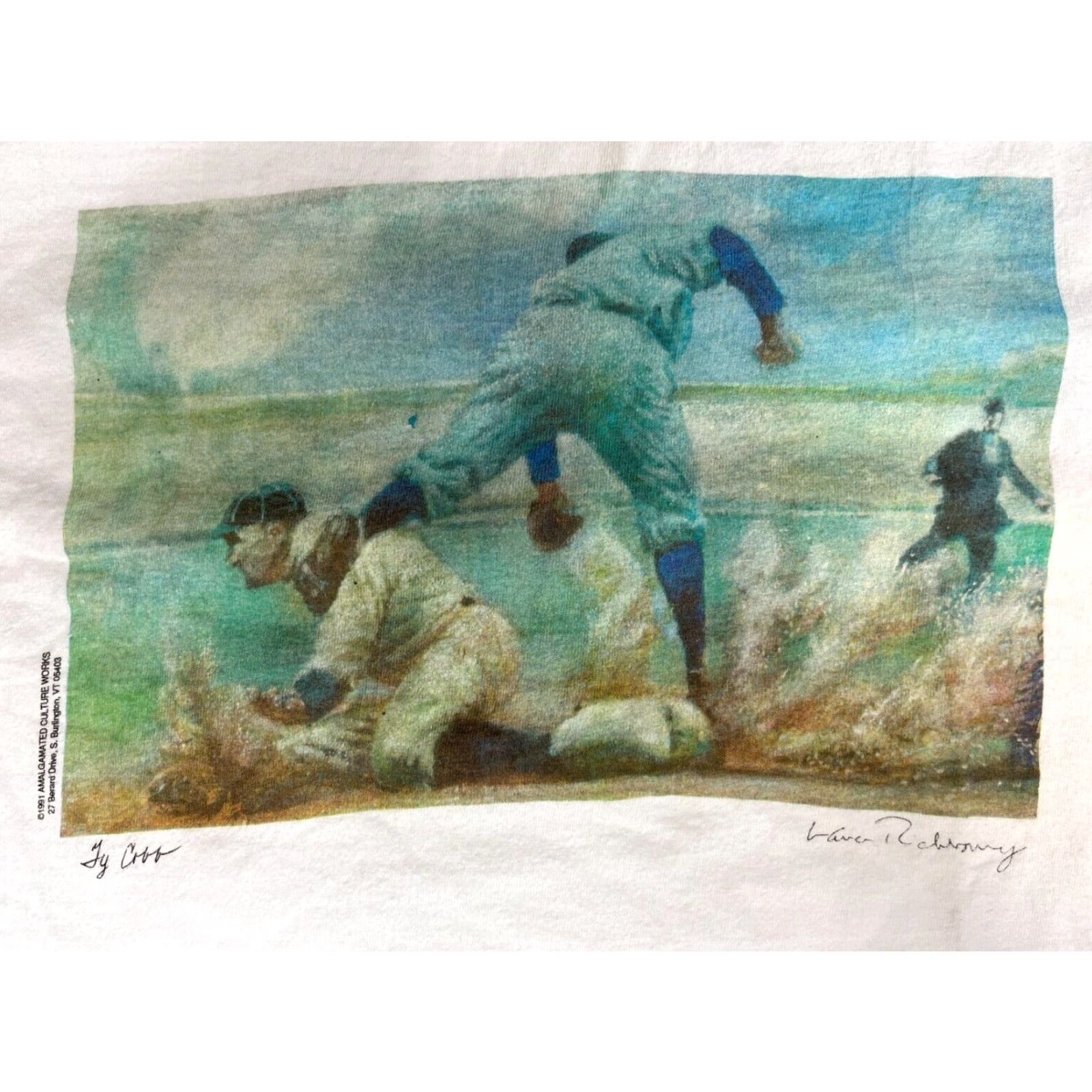 Hanes VINTAGE Men’s Hanes Beefy-T Ty Cobb 1991 T-Shirt Baseball Art Made in USA XL White Cotton Shirts Mens The 90s Size US XL / EU 56 / 4 - 3 Thumbnail