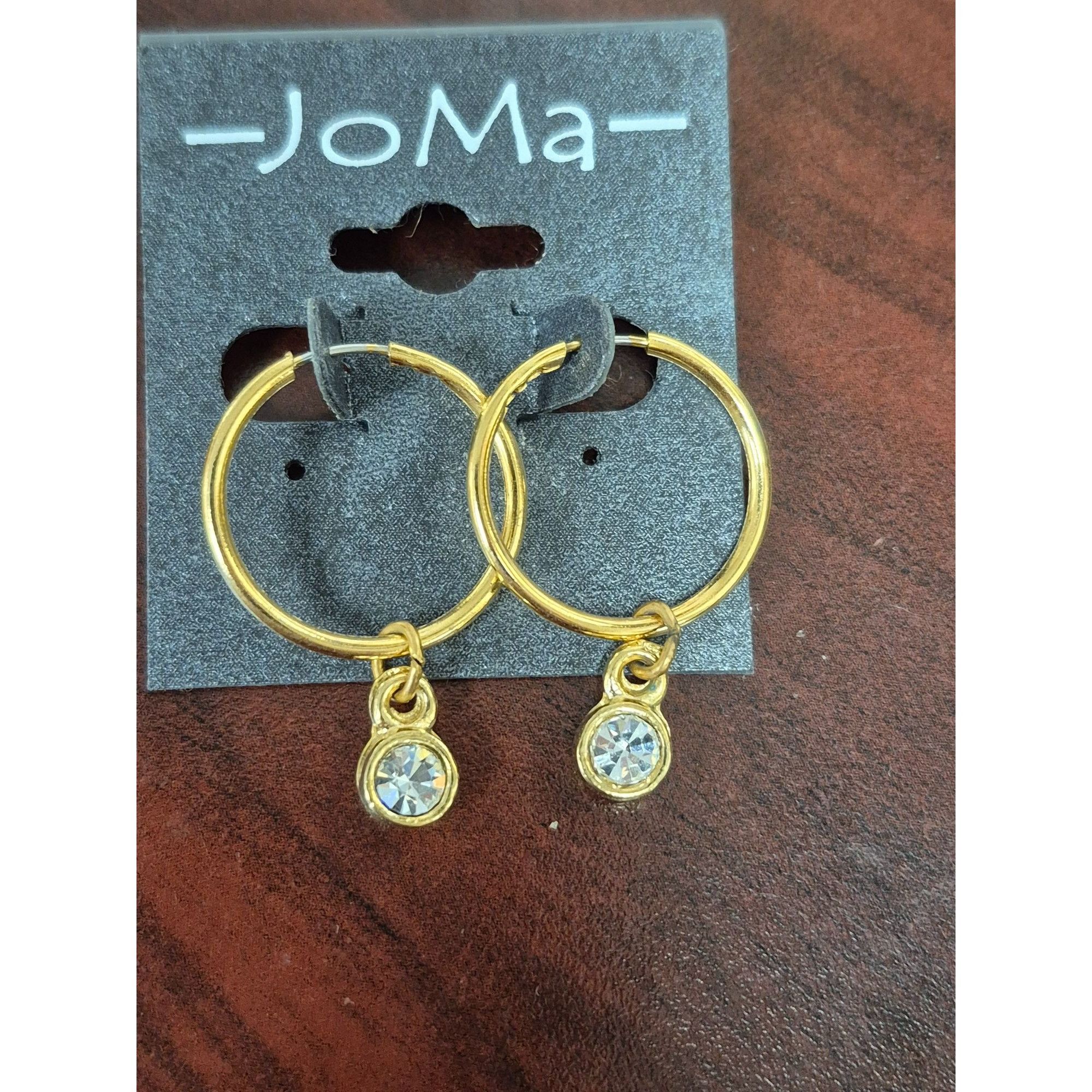 Joma JoMa Hoop Earrings With Cubic Zirconia Dangle Charm Gold-Ton Size ONE SIZE - 1 Thumbnail