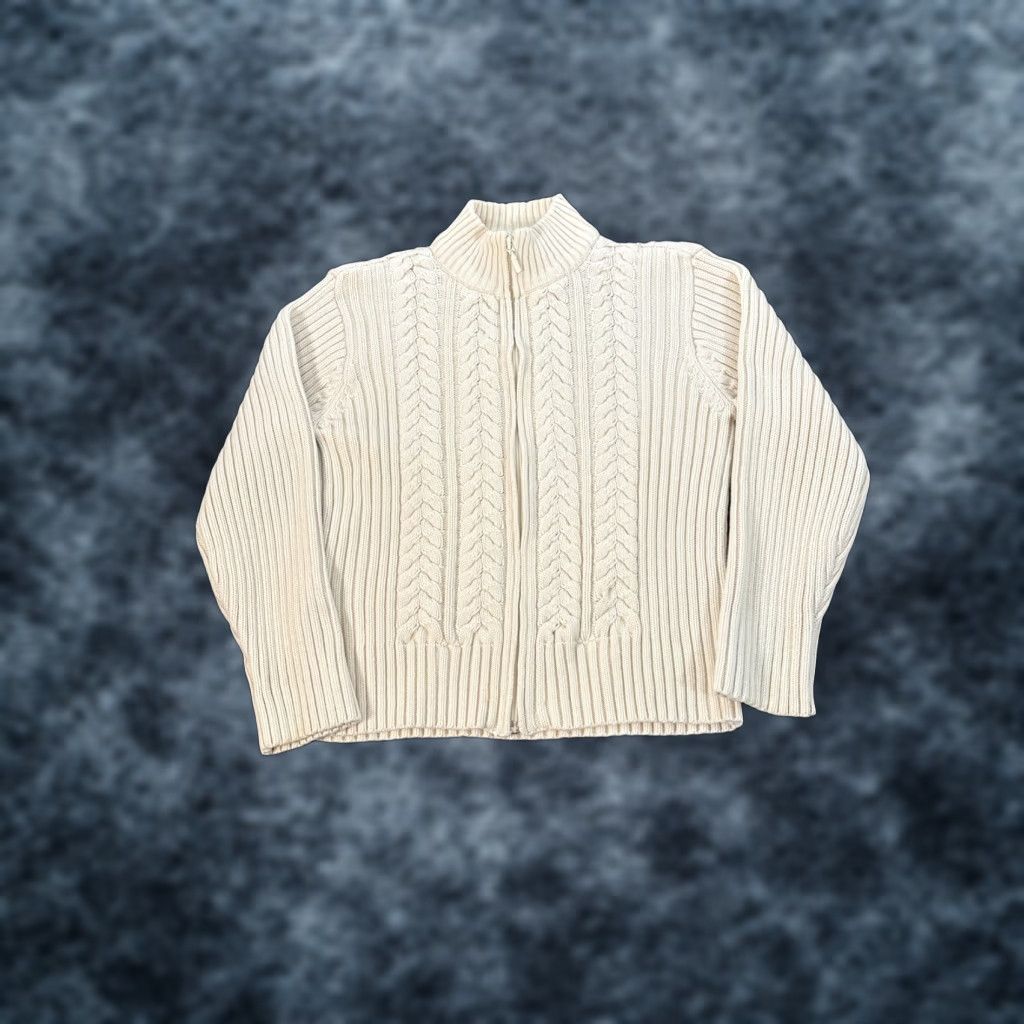 Talbots VINTAGE Talbots Cardigan Sweater Womens Petite Medium Ivory Mock 90s Knit Mock Neck Womens Size M / US 6-8 / IT 42-44 - 1 Thumbnail