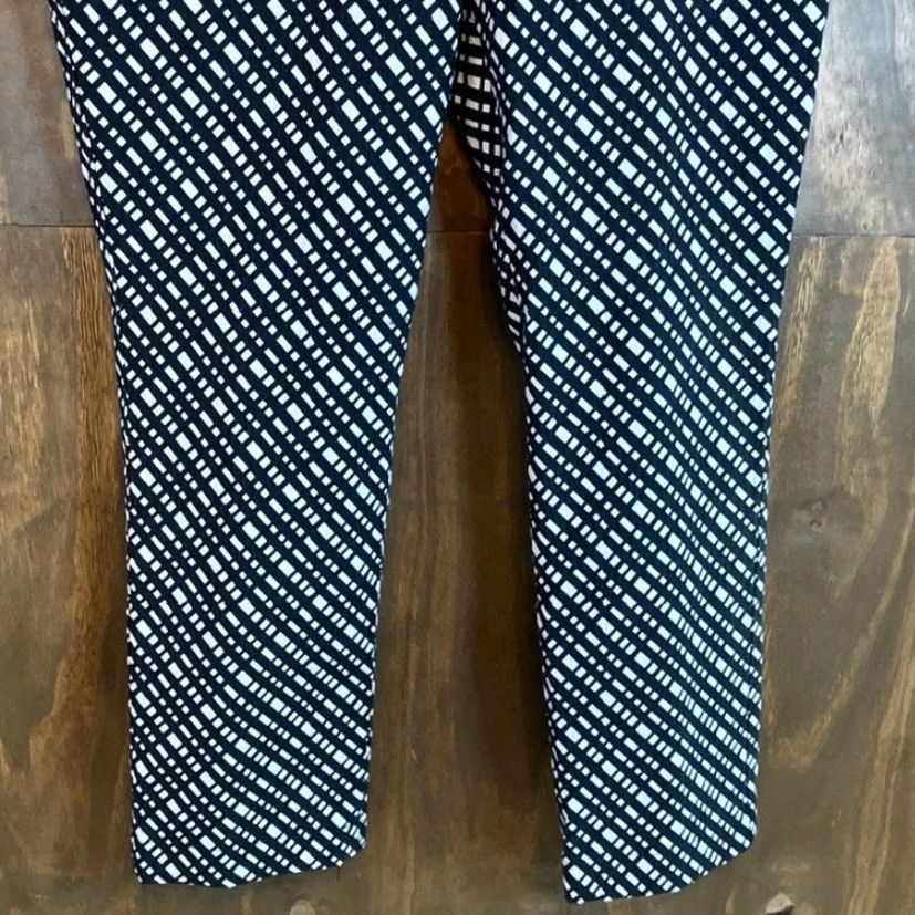 Express Express Pants Geometric Black White High Rise 12R Mid Regular Stretch Pockets Business Workwear 12 Womens Size 34" / US 12 / IT 48 - 3 Thumbnail