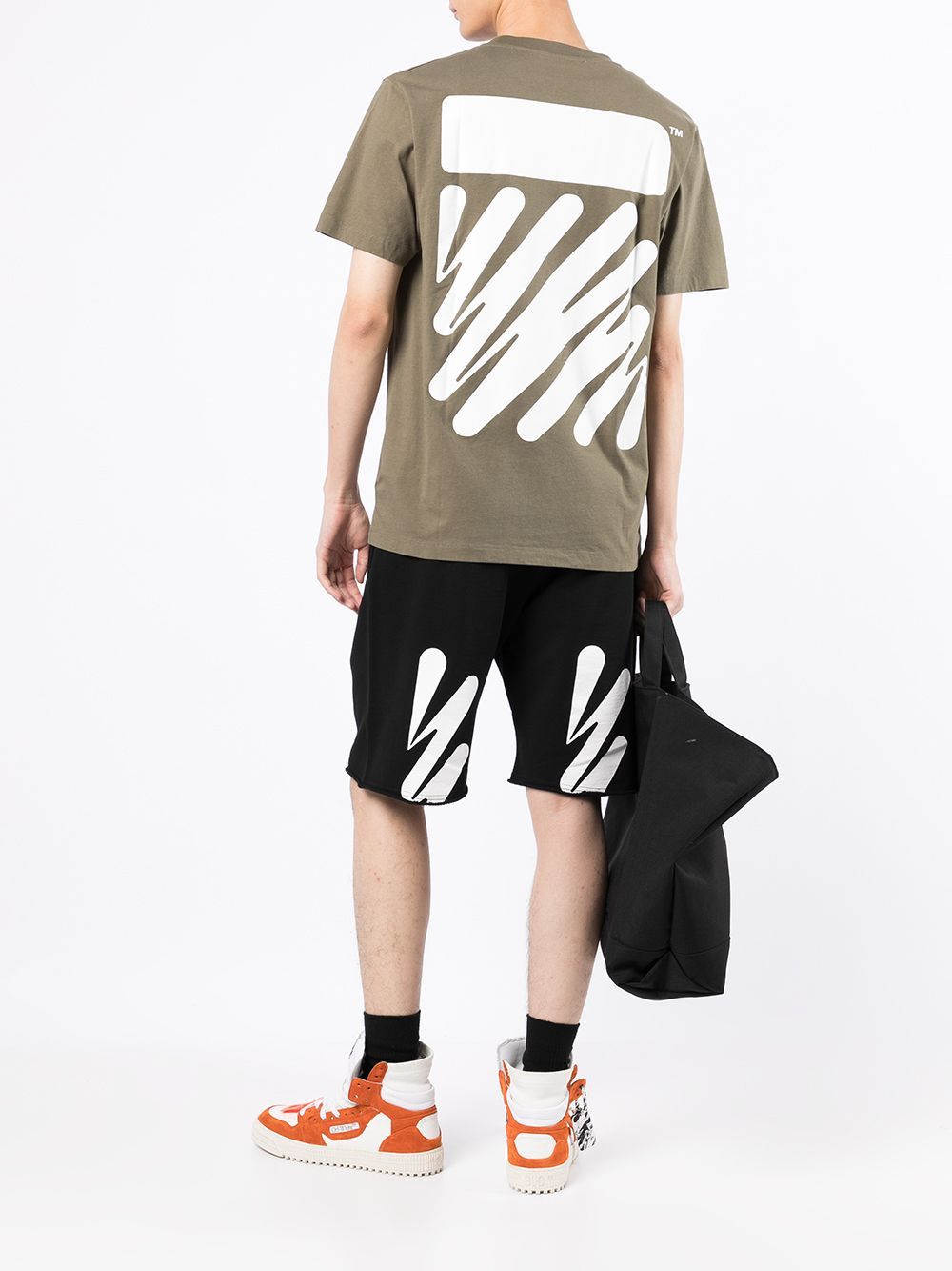 Off-White o1gr1nt1124 Wave Diag Slim S/S T-Shirt in Army Green Size US XS / EU 42 / 0 - 2 Thumbnail