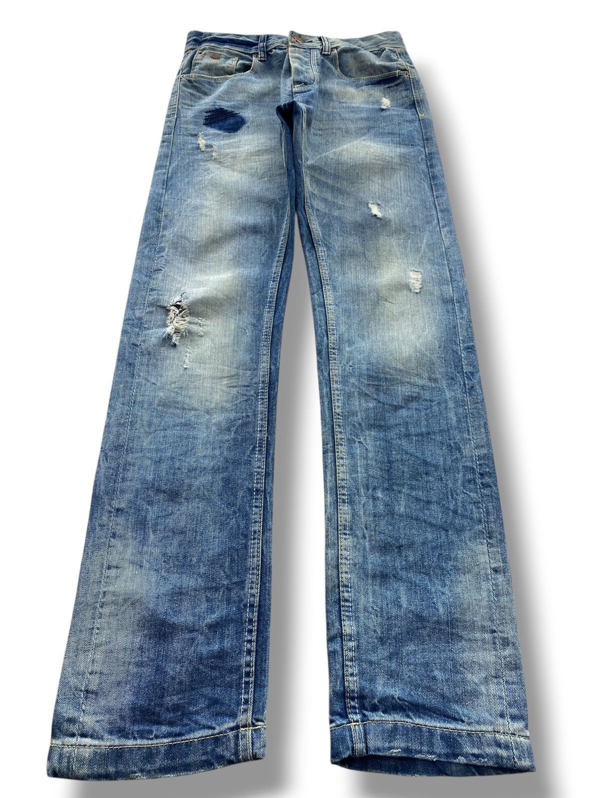 Bershka Bershka Faded Wash Patchwork Style Skinny Leg Jeans Size US 30 / EU 46 - 1 Thumbnail