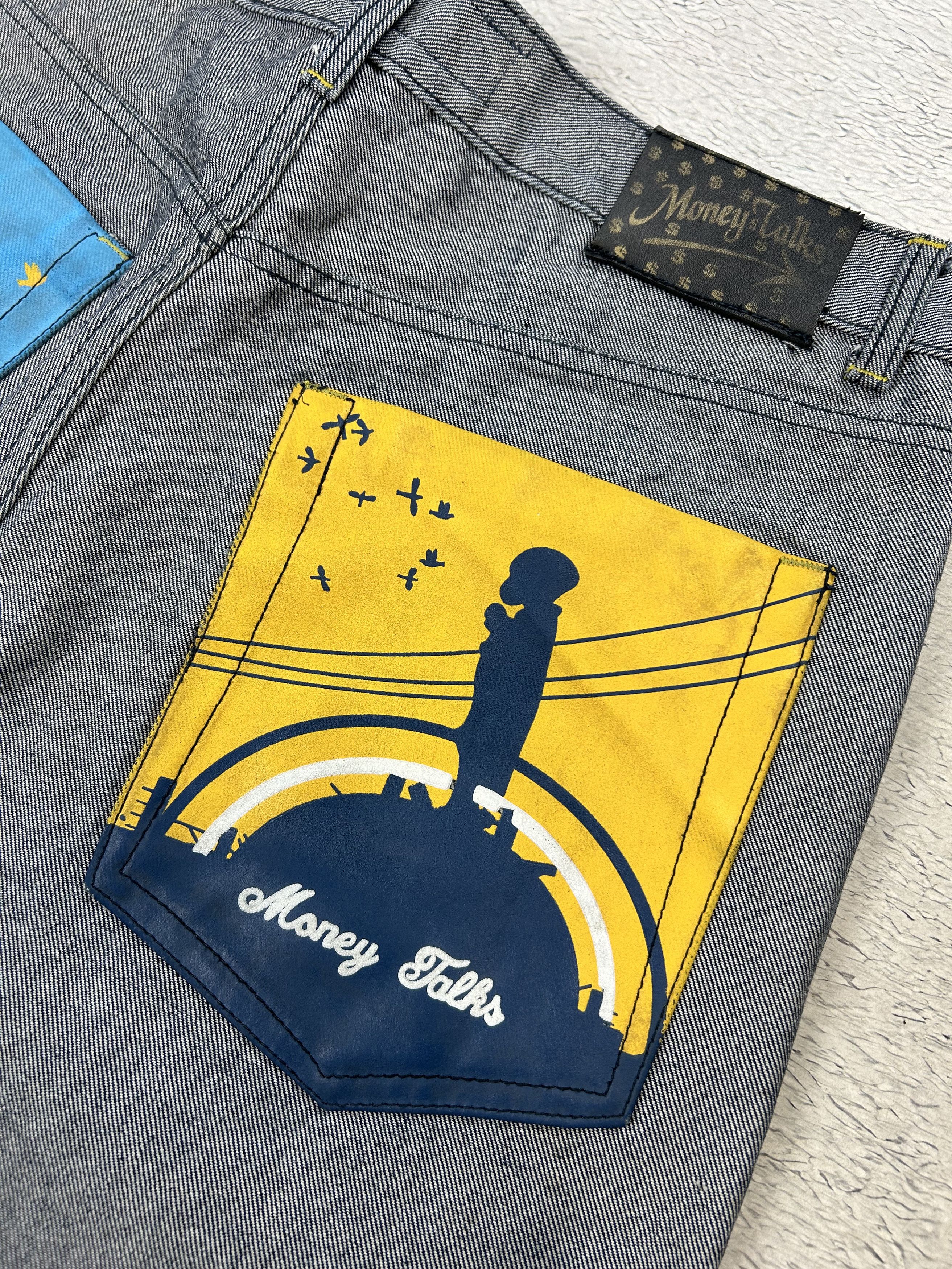 JNCO × Japanese Brand CRAZY vintage Money Talks jeans Big Back Logo Coogi Style Size US 36 / EU 52 - 6 Thumbnail