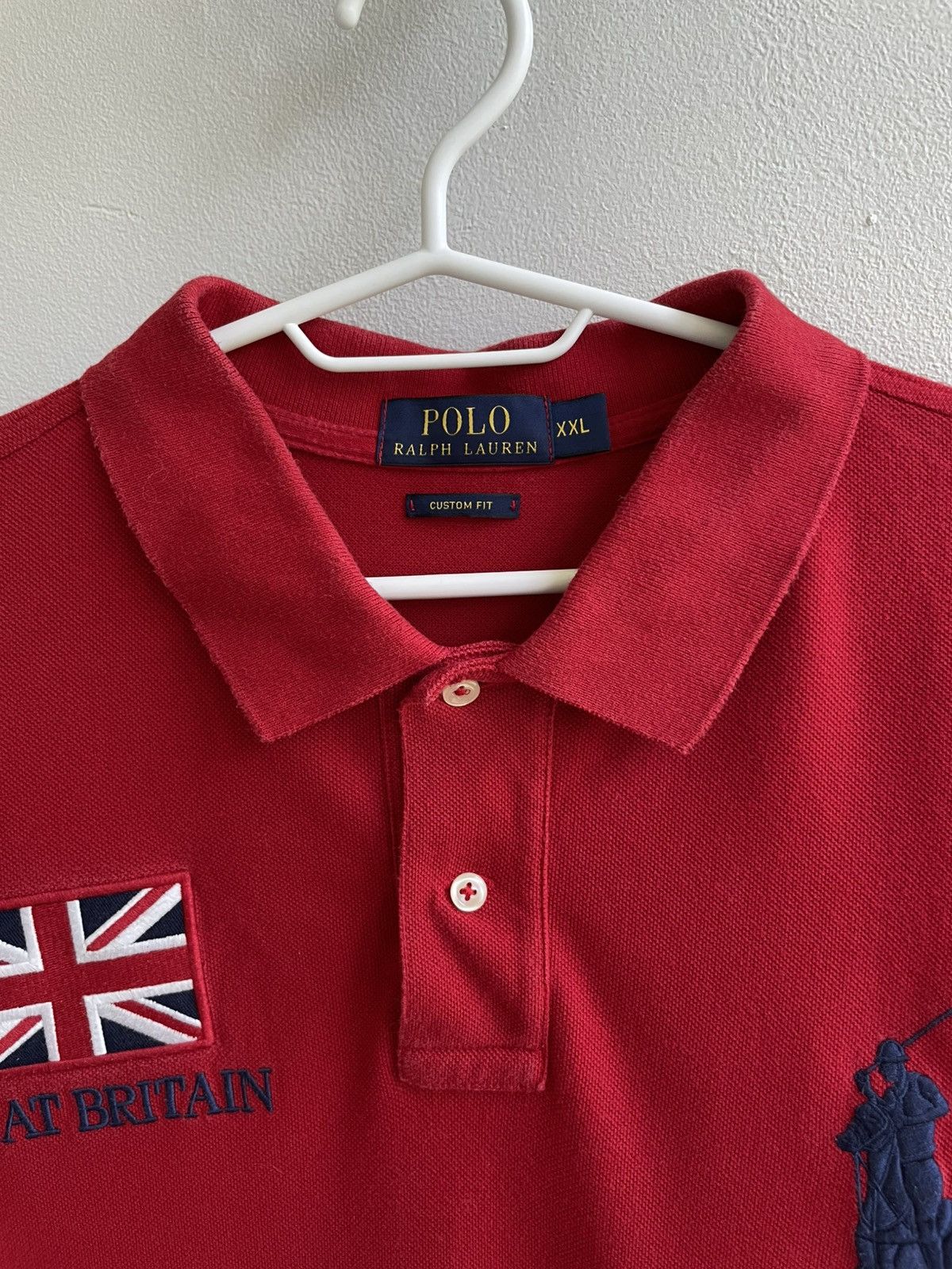 Polo Ralph Lauren × Vintage Polo Ralph Lauren Great Britain 3 Flag PRL Red Polo Shirt Size US XXL / EU 58 / 5 - 6 Thumbnail