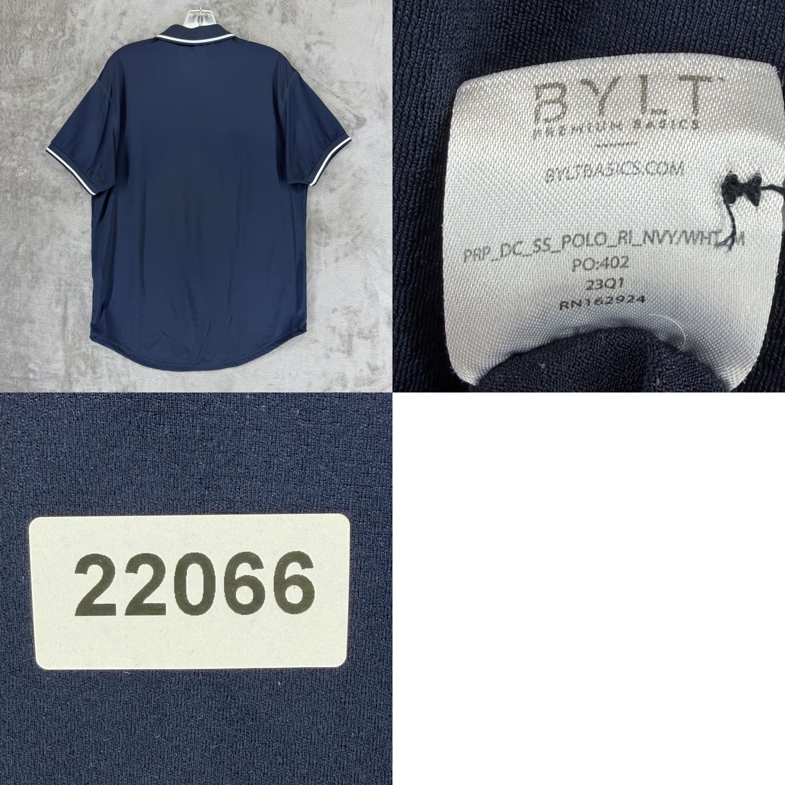 Vintage BYLT Premium Basics Polo Shirt Navy White Trim M Adult Blue Solid Drop-Cut SS Polo Short Sleeve Athletic Size US M / EU 48-50 / 2 - 8 Thumbnail