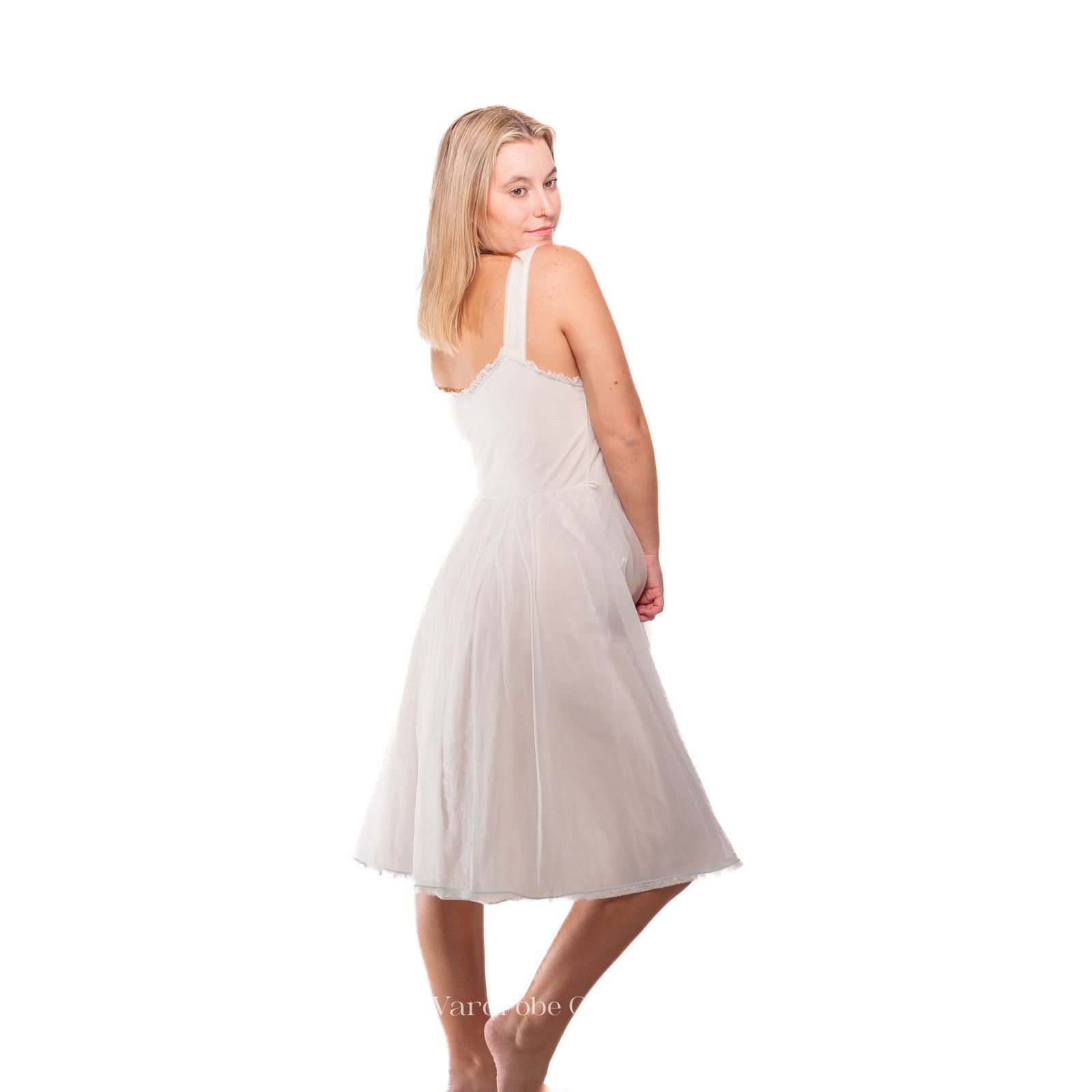 Vintage Vintage 50's Sheer White Nylon Gown Dress Size M / US 6-8 / IT 42-44 - 11 Thumbnail