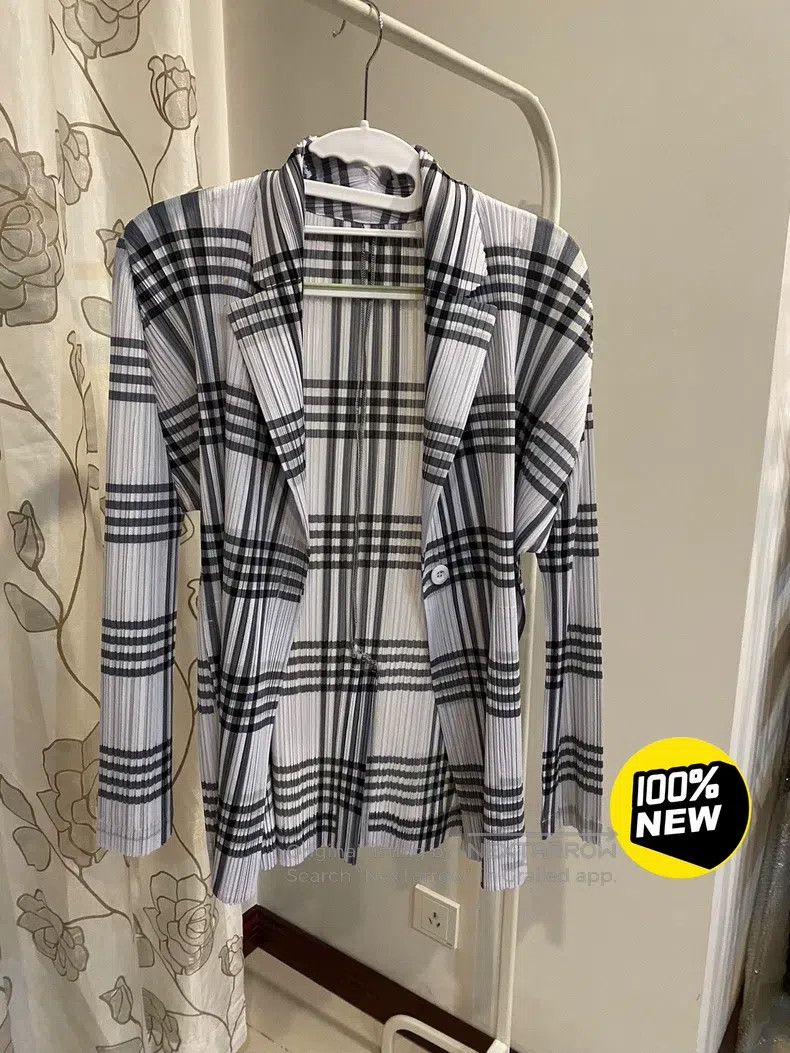 Issey Miyake Black White Plaid Coat