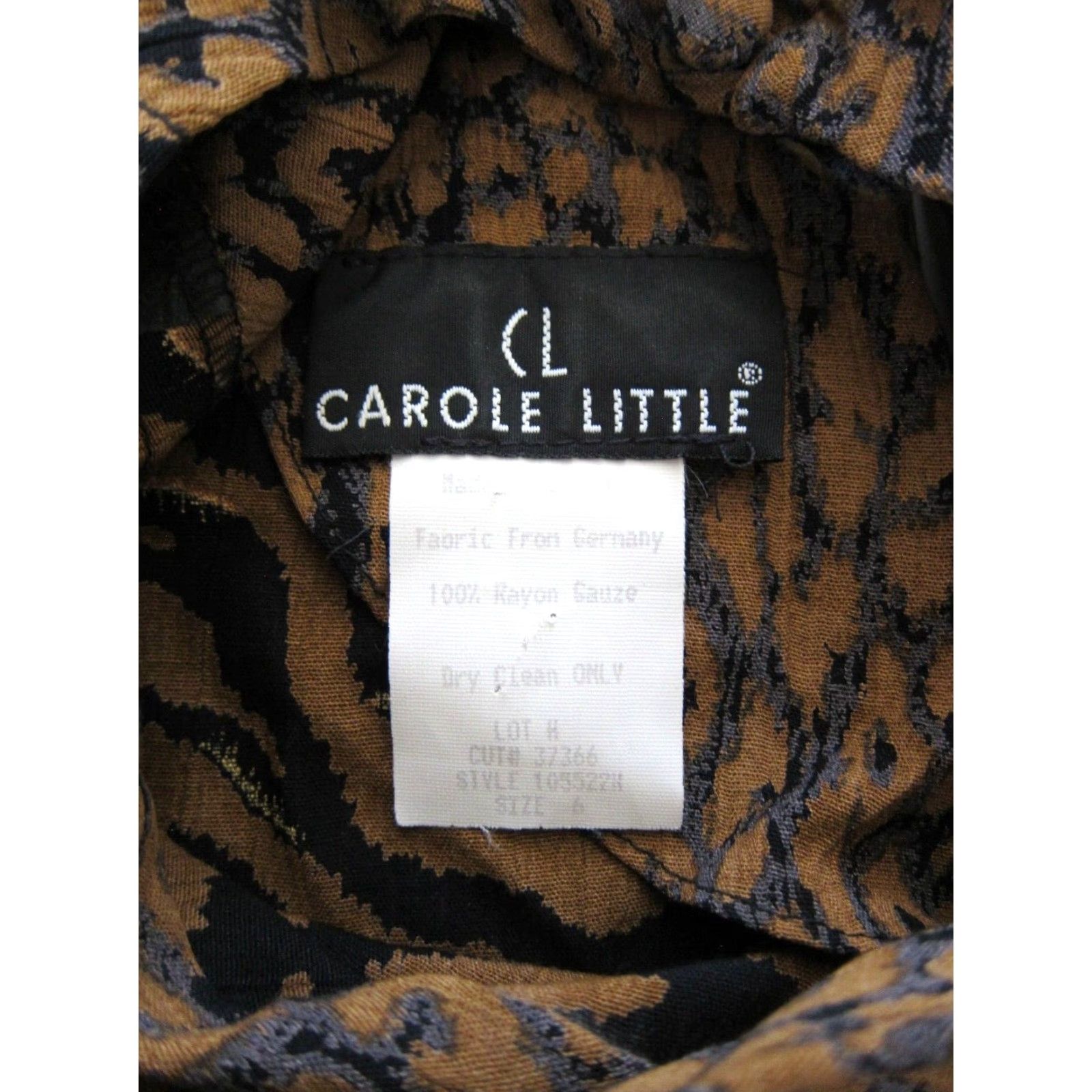 Vintage VINTAGE Carole Little Blouse Shirt Womens 6 Floral High Neck Long Sleeve Cheetah Brown Black 60s Size M / US 6-8 / IT 42-44 - 3 Thumbnail
