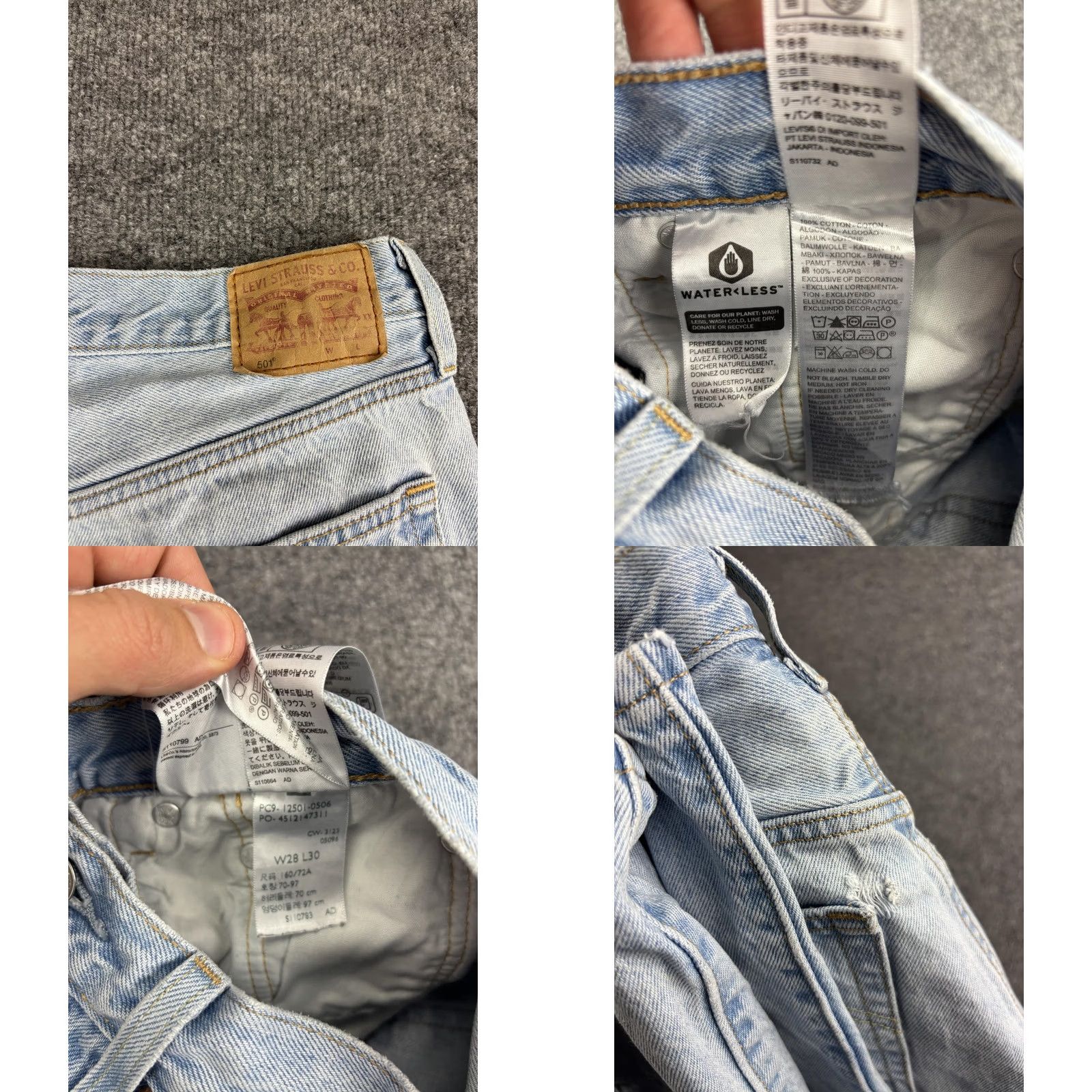 Levi's Levi's 501 Jeans Mens 28x30 Light Wash Distressed Button Fly Denim High Rise Size US 28 / EU 44 - 8 Thumbnail