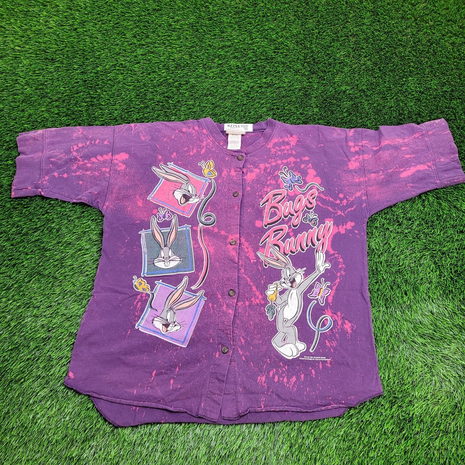 Vintage VTG Bugs-Bunny Baseball Shirt Womens L (Fits XL/2XL) Baggy Size XXL / US 16-18 / IT 52-54 - 1 Thumbnail