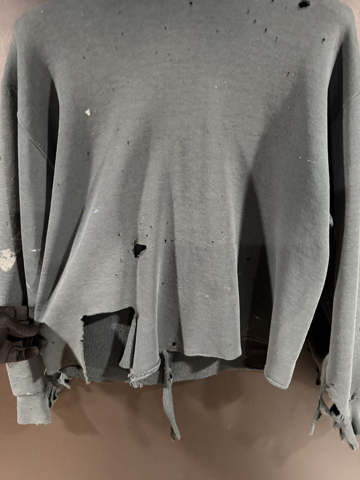 Vintage 1990s Vintage Faded Grunge Punk Thrashed Cropped Hoodie L Size US L / EU 52-54 / 3 - 6 Thumbnail