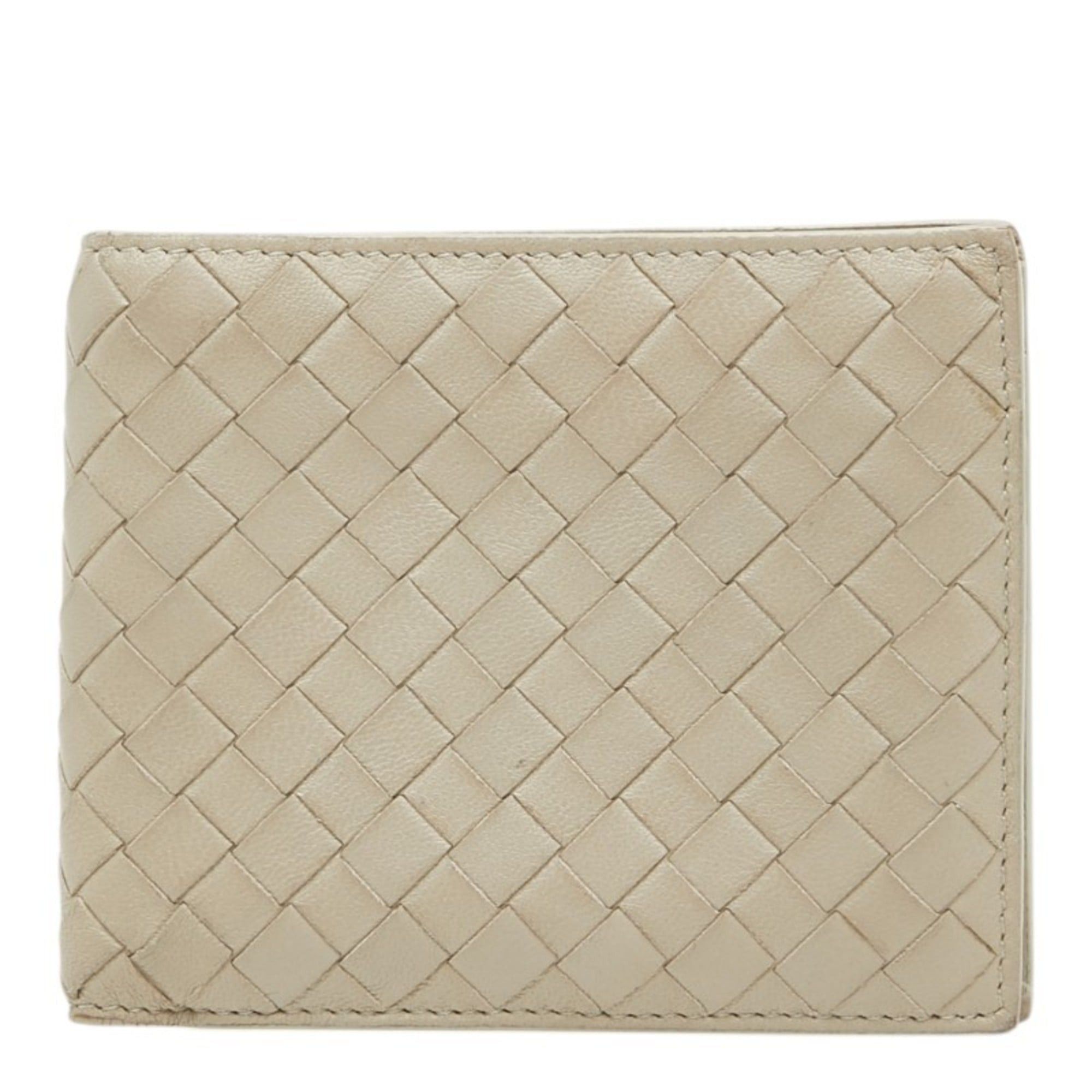 Bottega Veneta Bottega Veneta Intrecciato Bi-fold Wallet, Beige Leather, Women's BOTTEGAVENETA Size ONE SIZE - 1 Thumbnail