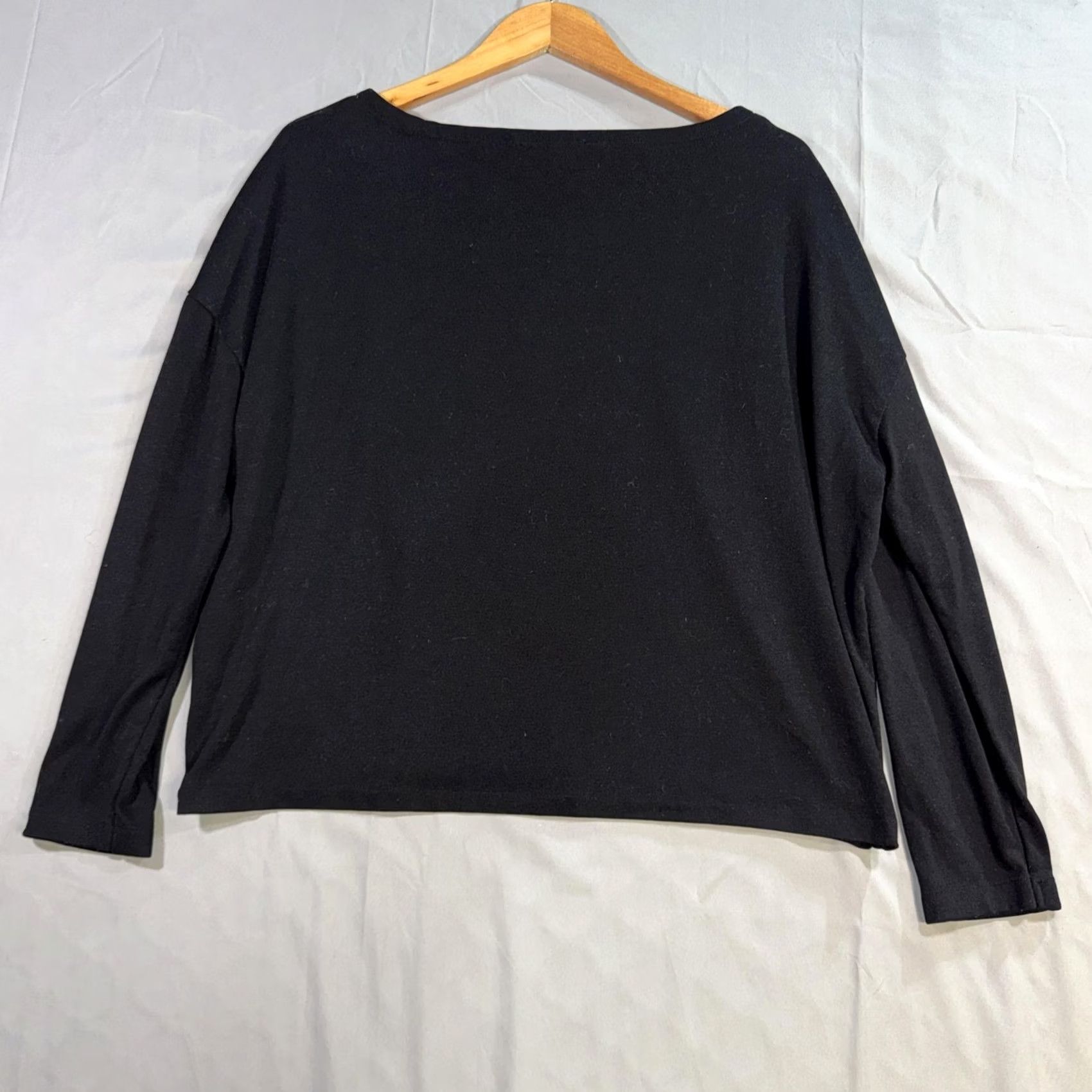 Allsaints AllSaints Shirt Women’s Small Black Rita Tee Boat Neck Long Sleeve Relaxed Size S / US 4 / IT 40 - 2 Thumbnail