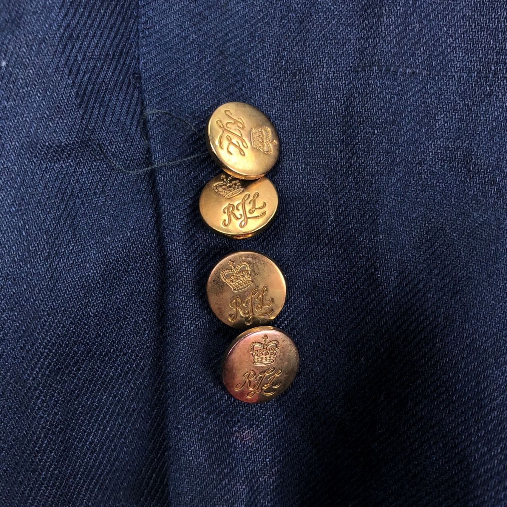 Ralph Lauren Ralph Lauren Women's Blazer Jacket Navy Blue Linen Gold Buttons Striped Lapel Size Large Size L / US 10 / IT 46 - 6 Thumbnail