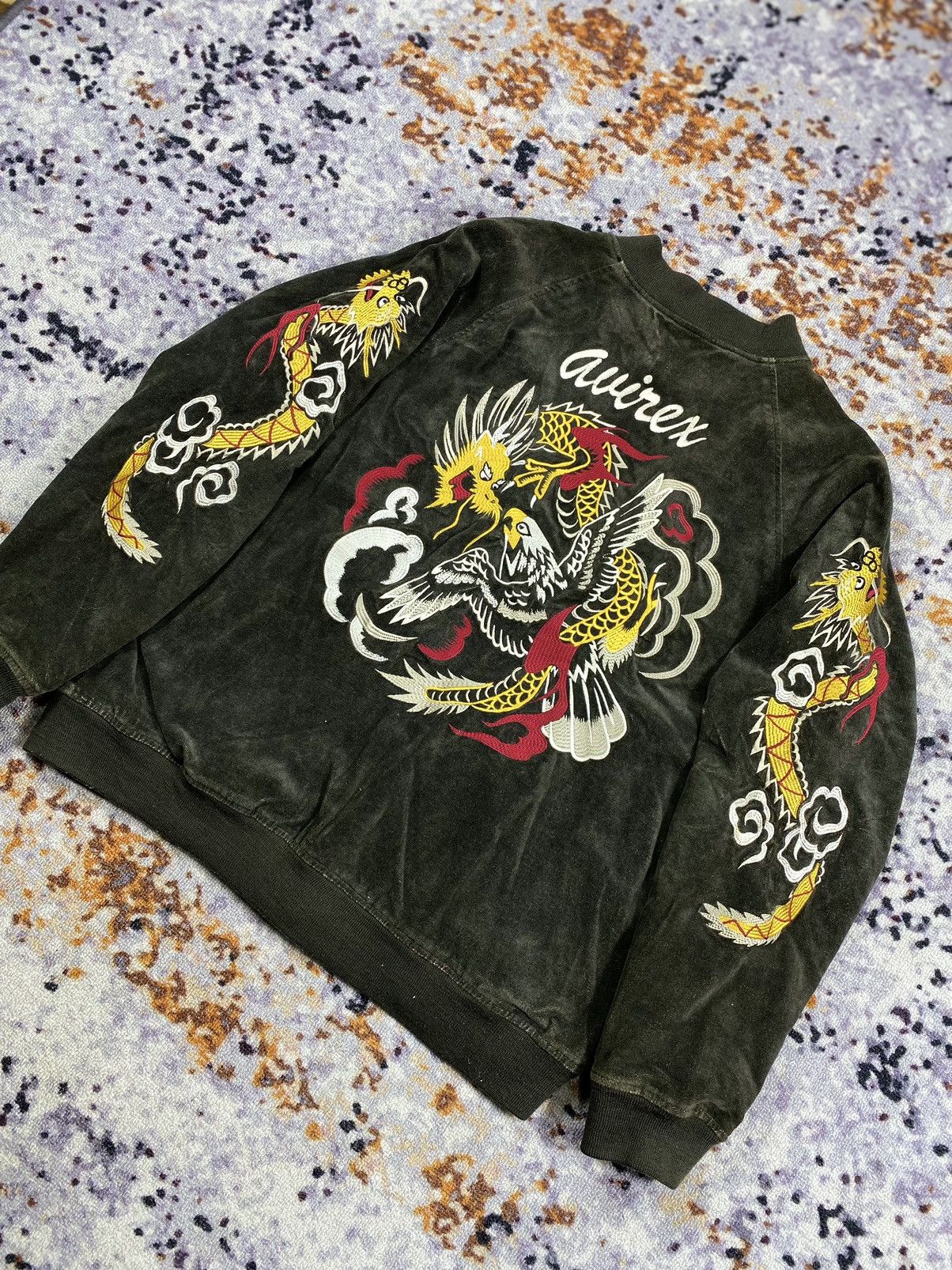Avirex × Tsumori Chisato × Vintage SUPER RARE VTG AVIREX SUKAJAN SOUVENIR BOMBER JACKET VELVET Size US XL / EU 56 / 4 - 3 Thumbnail