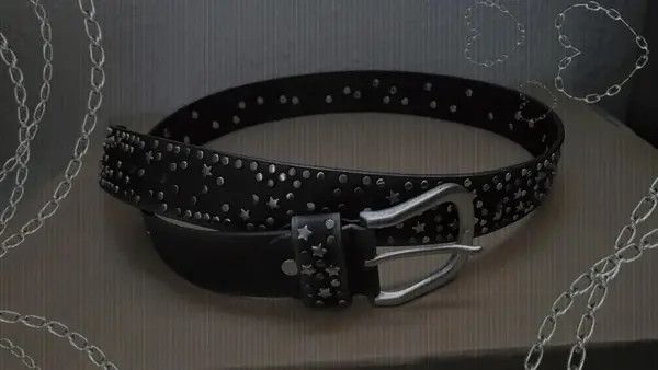 Japanese Brand Masuda x aoka Star Grommet Studded PU Leather Belt Size ONE SIZE - 5 Thumbnail