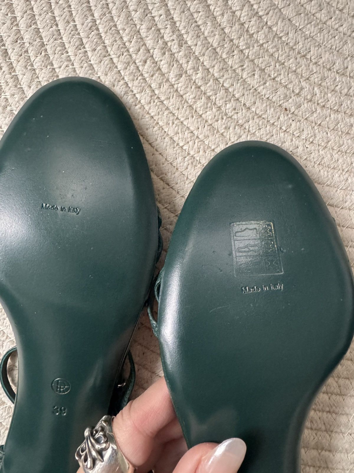 The Row new THE ROW Bare dark forest green minimalist heel sandal 39 Size US 8.5 / IT 38.5 - 4 Thumbnail